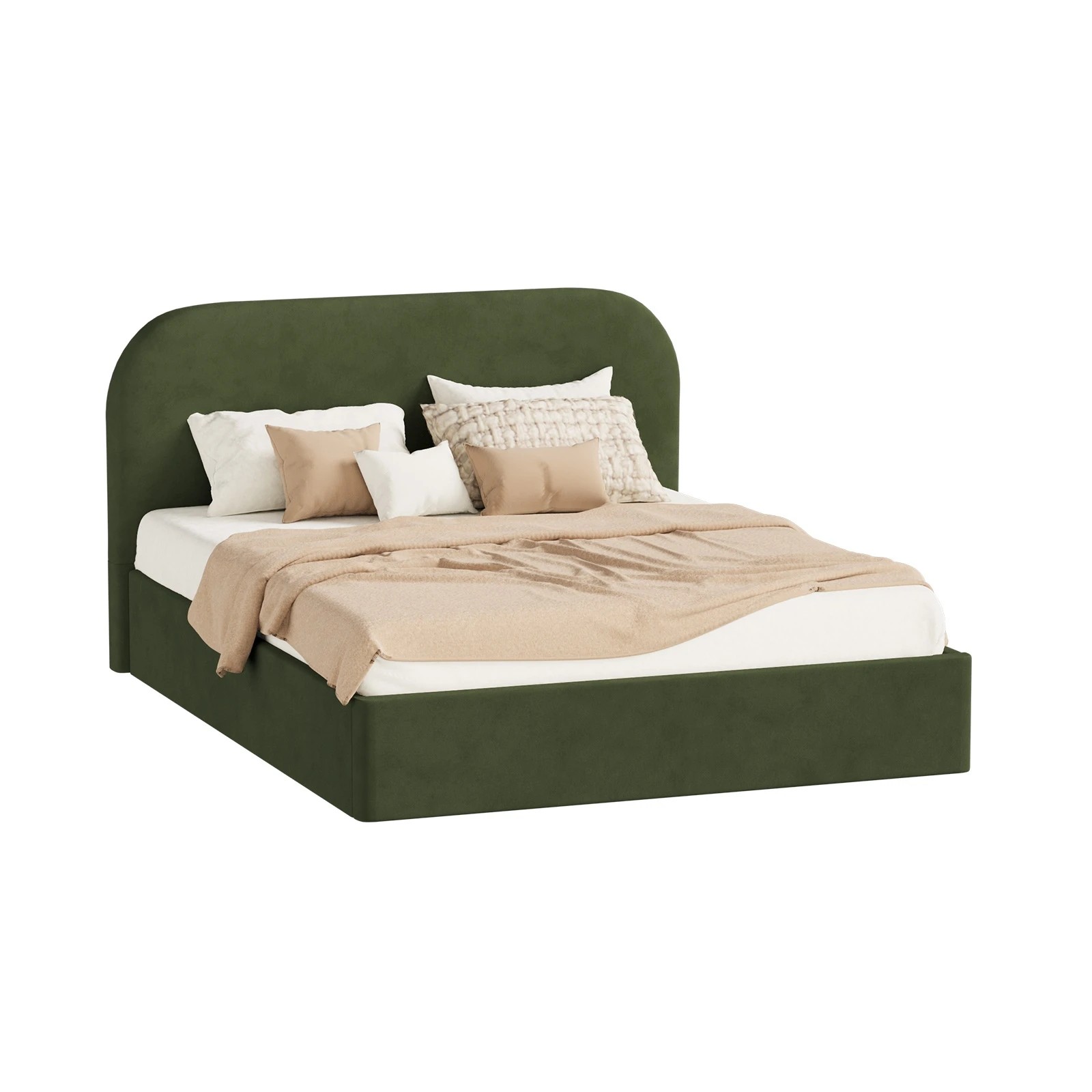 1 Oikiture Double Bed Frame with Gas Lift Storage Mattress Base Velvet - Green, 1 of 8