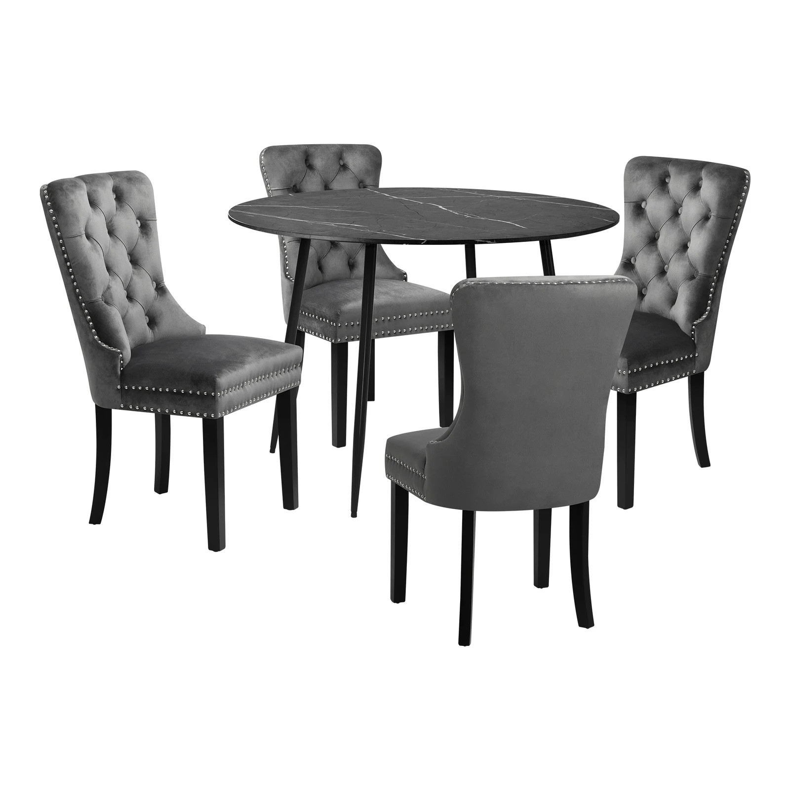 10 Oikiture 110cm Round Dining Table With 4pcs Dining Chairs Velvet
 - Multi, 10 of 10