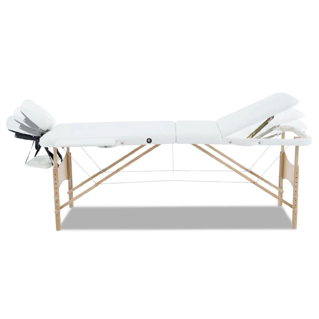 3 Zenses Massage Table 70cm Portable 3 Fold Wooden Beauty Bed - White, 3 of 8