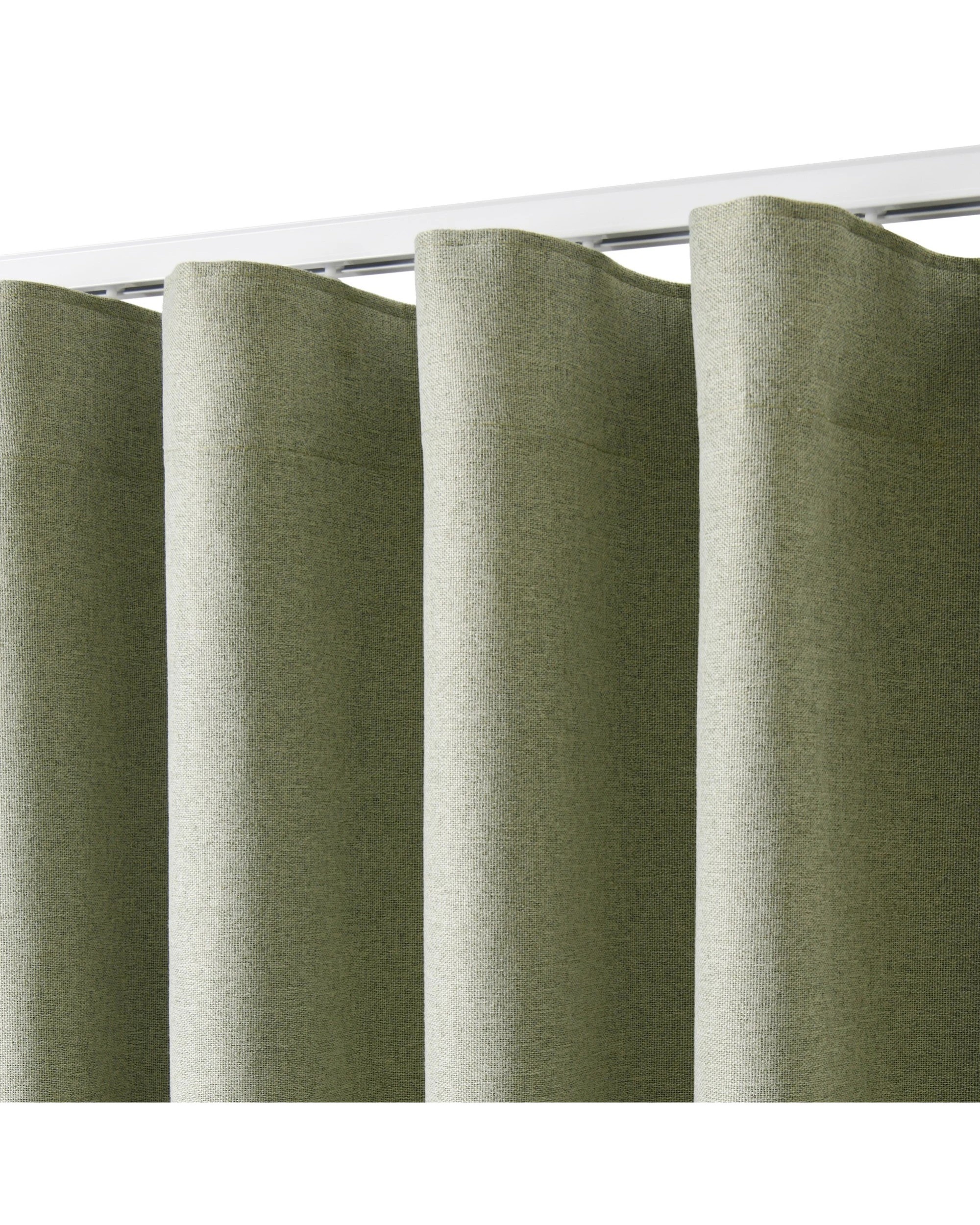 2 Cadence & Co. Bennett Faux Linen Blockout S-Fold Curtain 630x280cm - Fits 360cm Track - Moss, 2 of 5