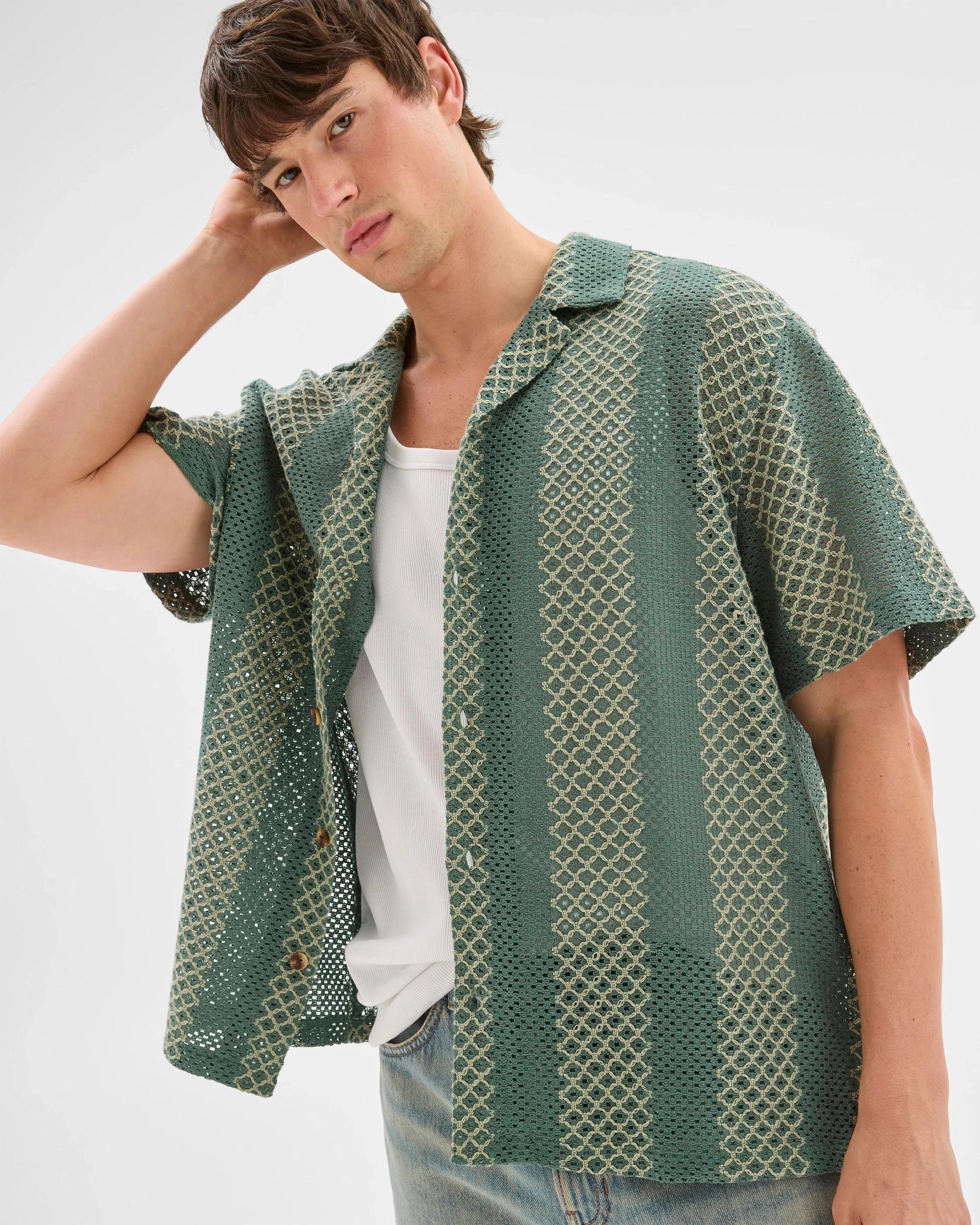 2 Australian Cotton Blend Woven Shirt - Commons GREEN, 2 of 7