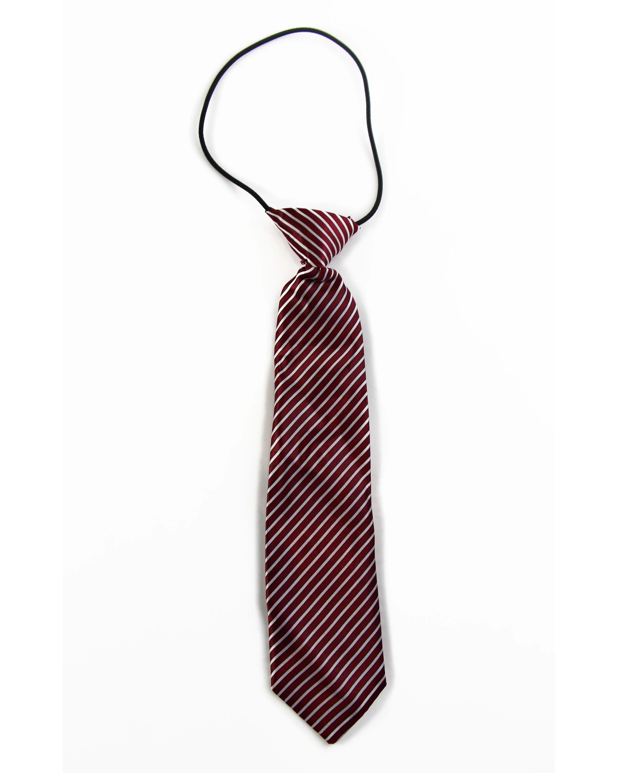 2 Zasel Kids Boys Dark Red & White Diagonal Patterned Elastic Neck Tie - Multi, 2 of 2