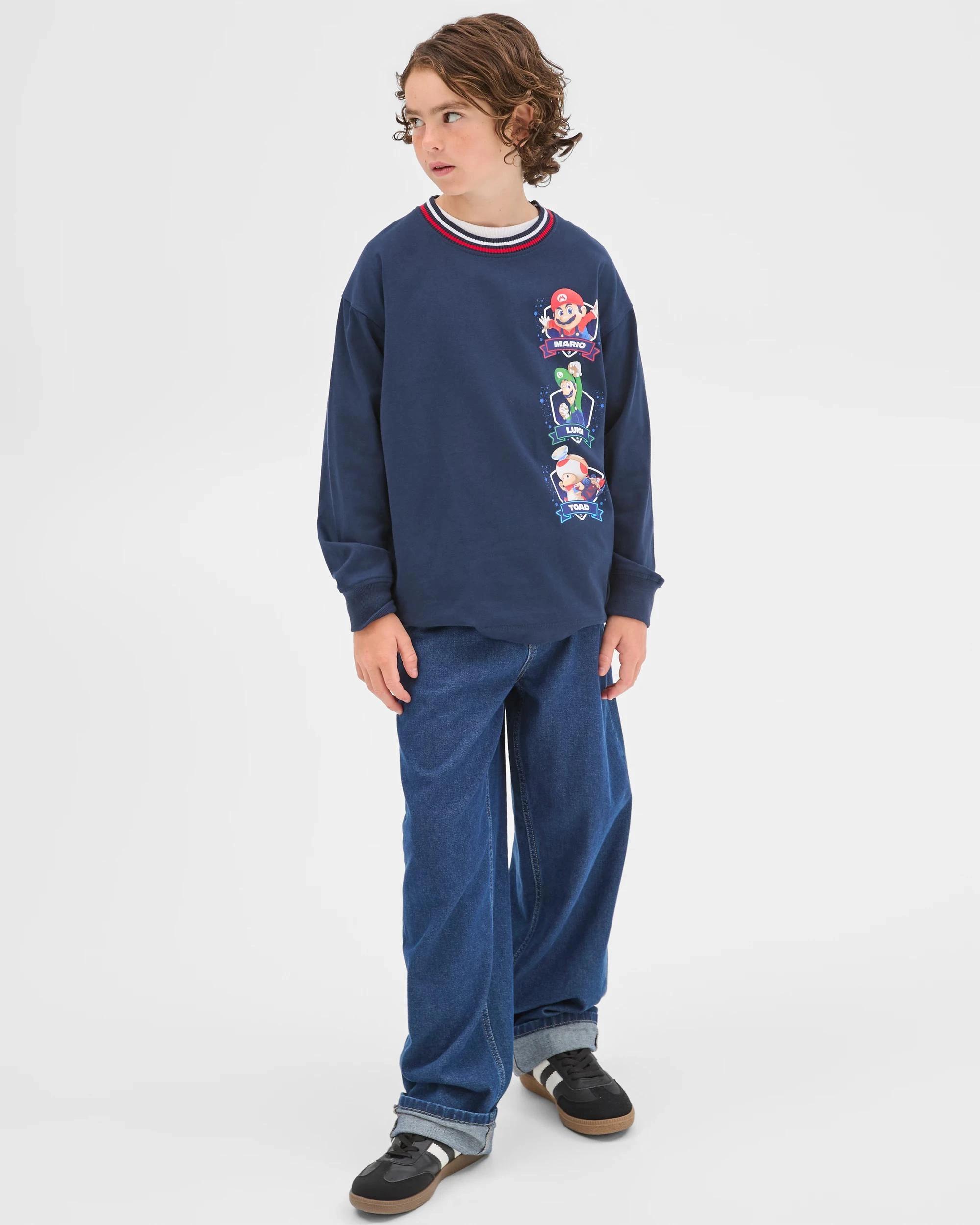 2 Super Mario Australian Cotton Long Sleeve T-Shirt BLACK, 2 of 9
