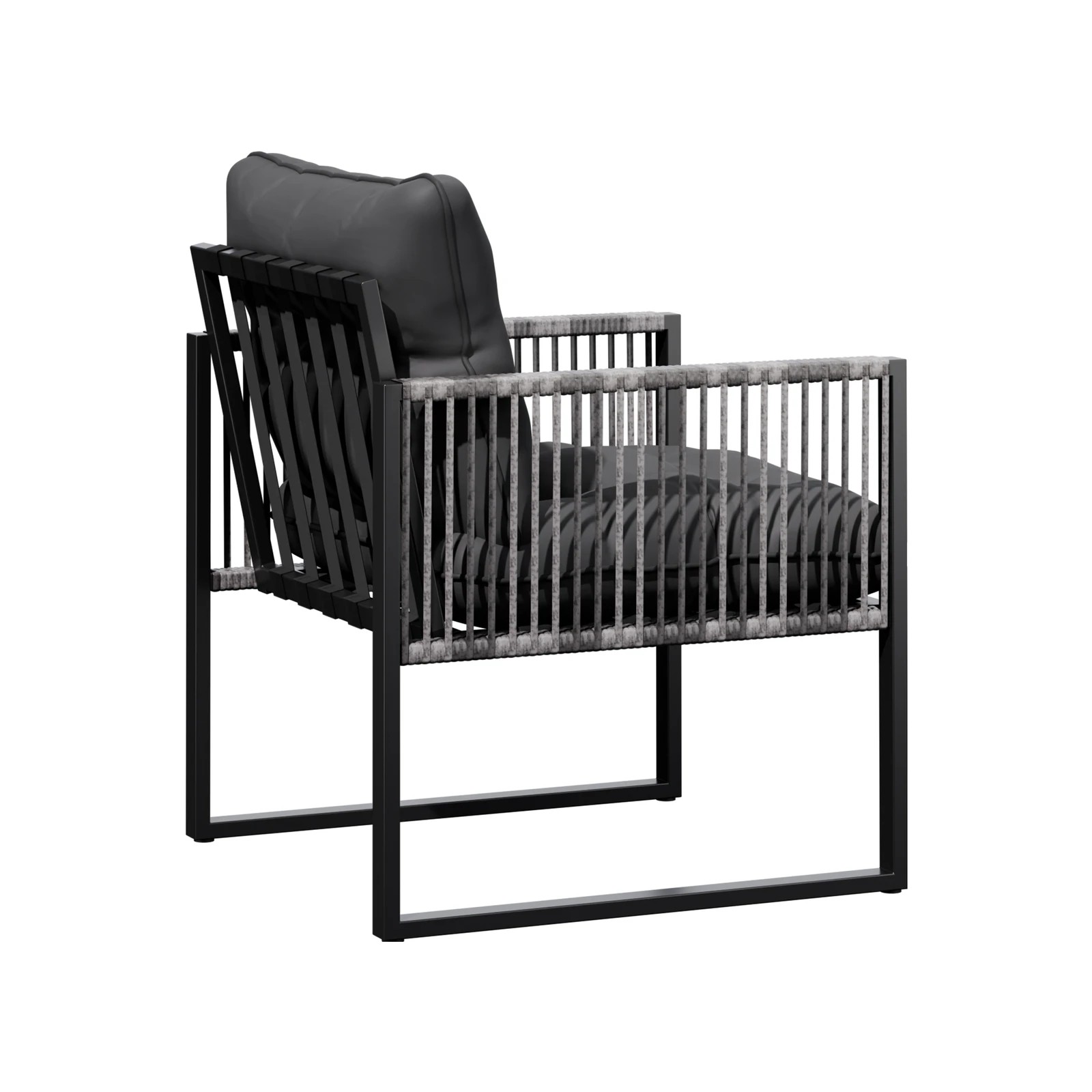 8 Alfordson 4PCS Outdoor Furniture Lounge Set Table and Chairs Garden - Black Grey, 8 of 10