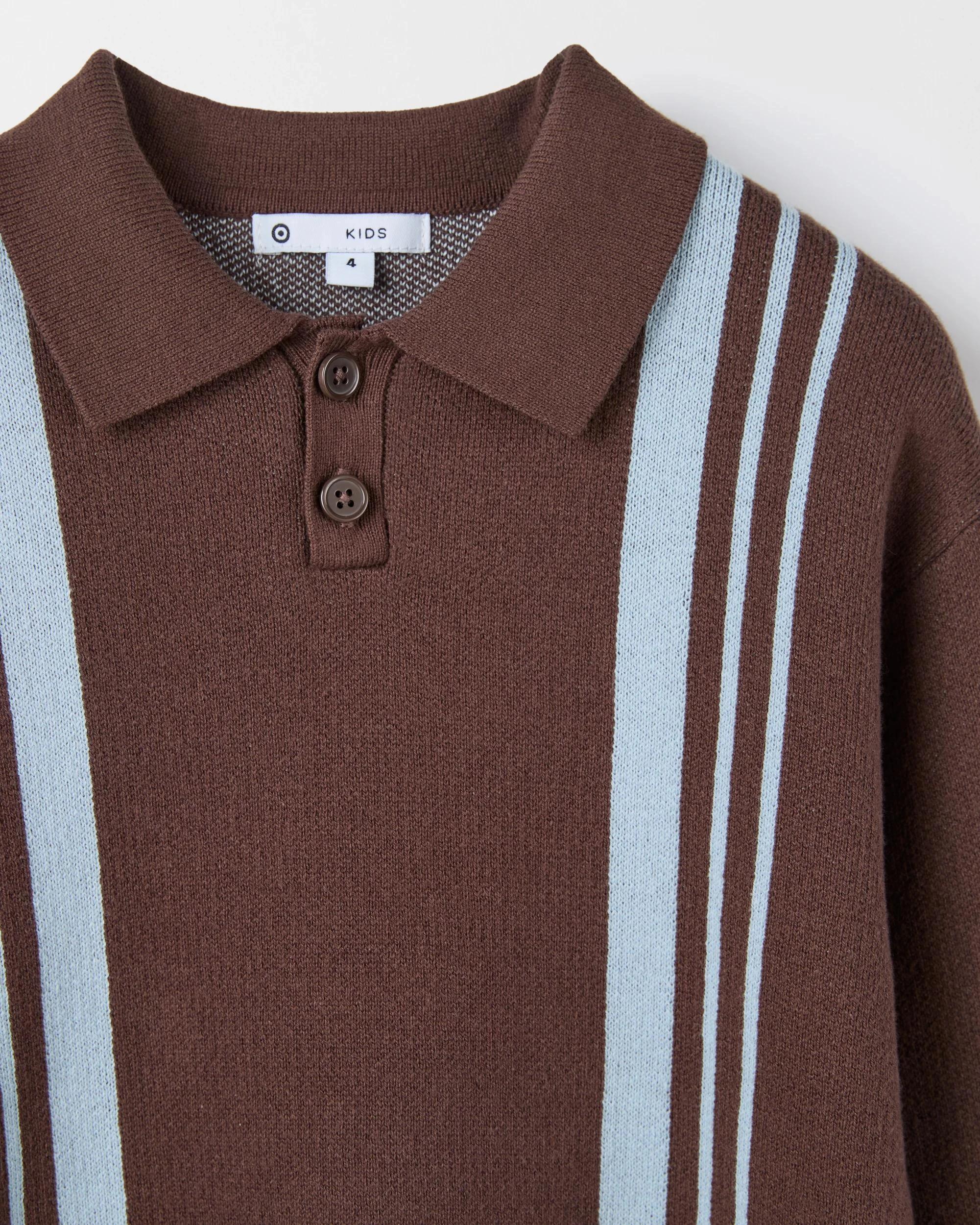 7 Target Kids Australian Cotton Lightweight Long Sleeve Knit Polo Top BROWN, 7 of 7