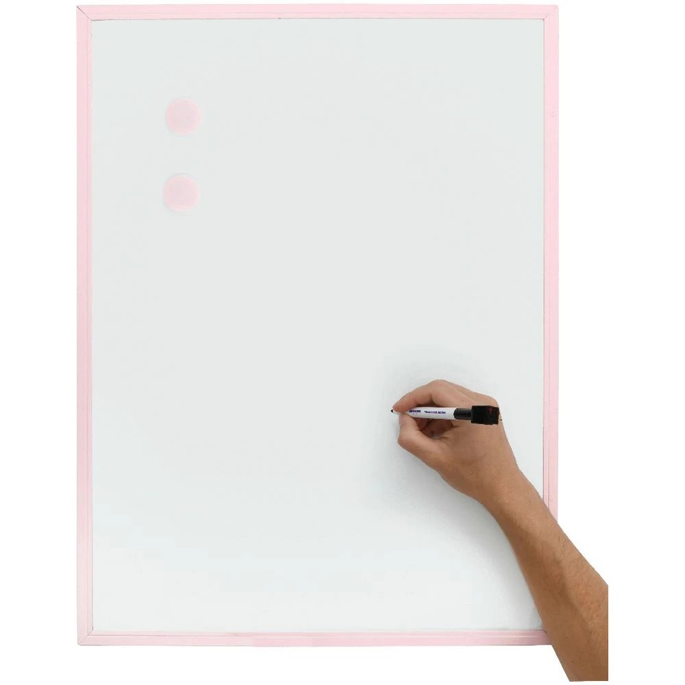 3 J.Burrows Magnetic Whiteboard 430 x 580mm Pink Frame, 3 of 7