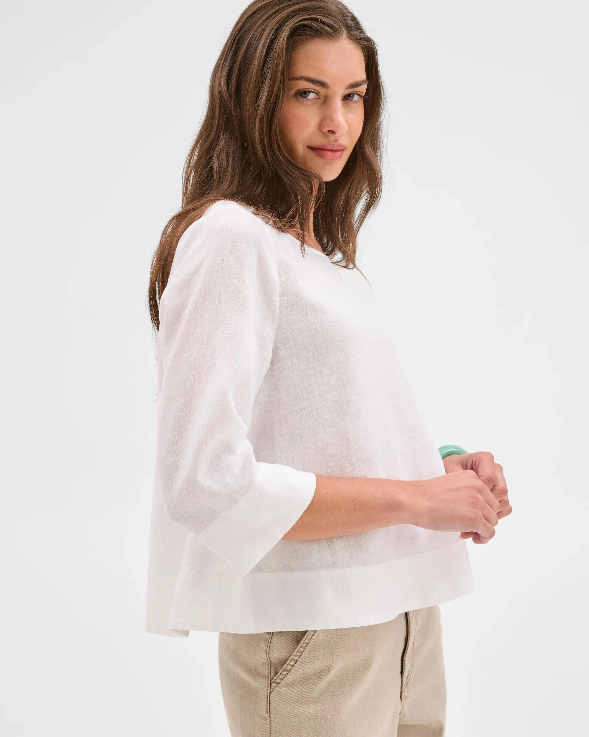 4 Target Petites Petites European Linen 3/4 Sleeve Cross Back Top WHITE, 4 of 6