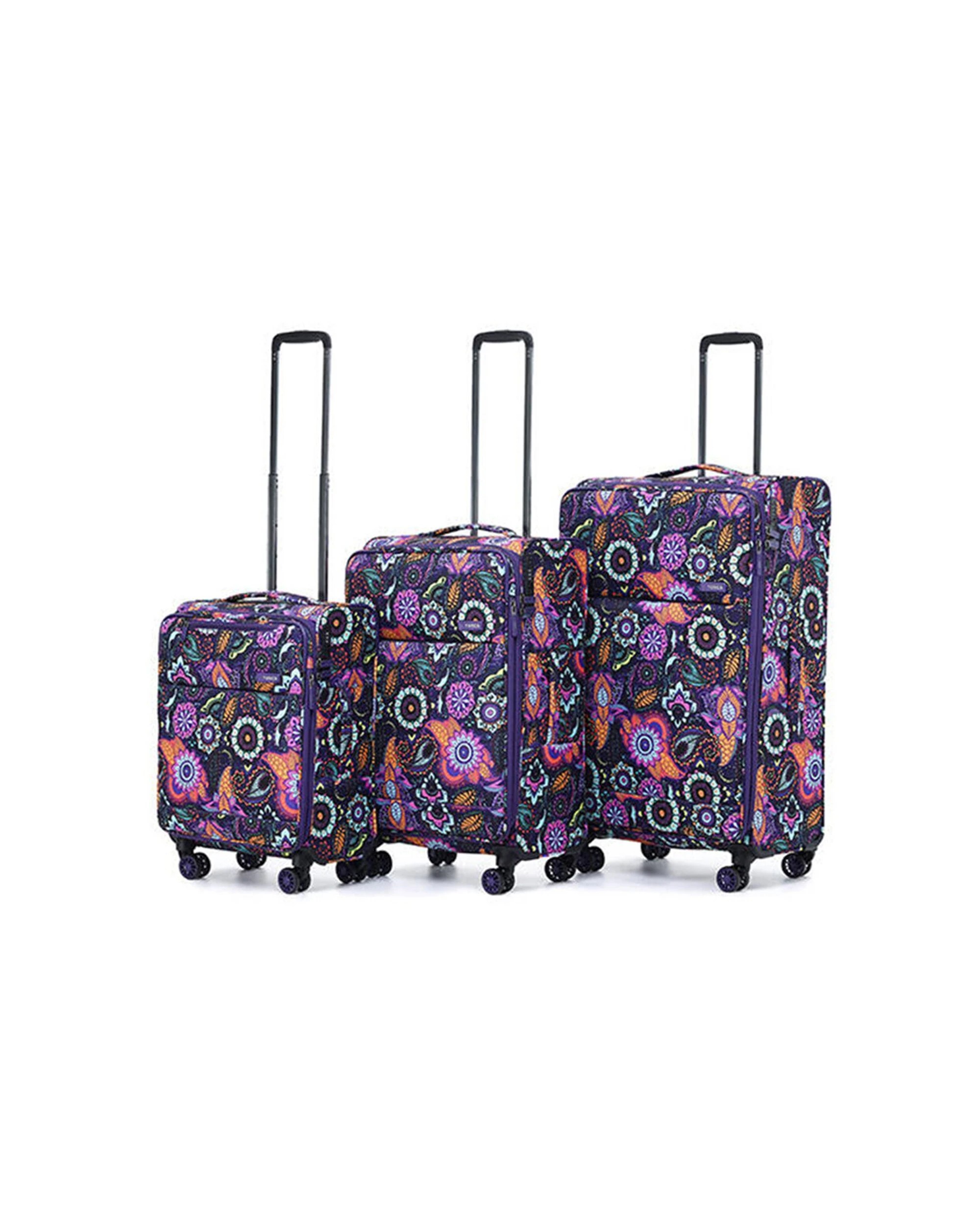 1 Tosca 3Pc So-Lite 2-Wheel Suitcase Travelling Luggage Trolley Set - Pattern, 1 of 9