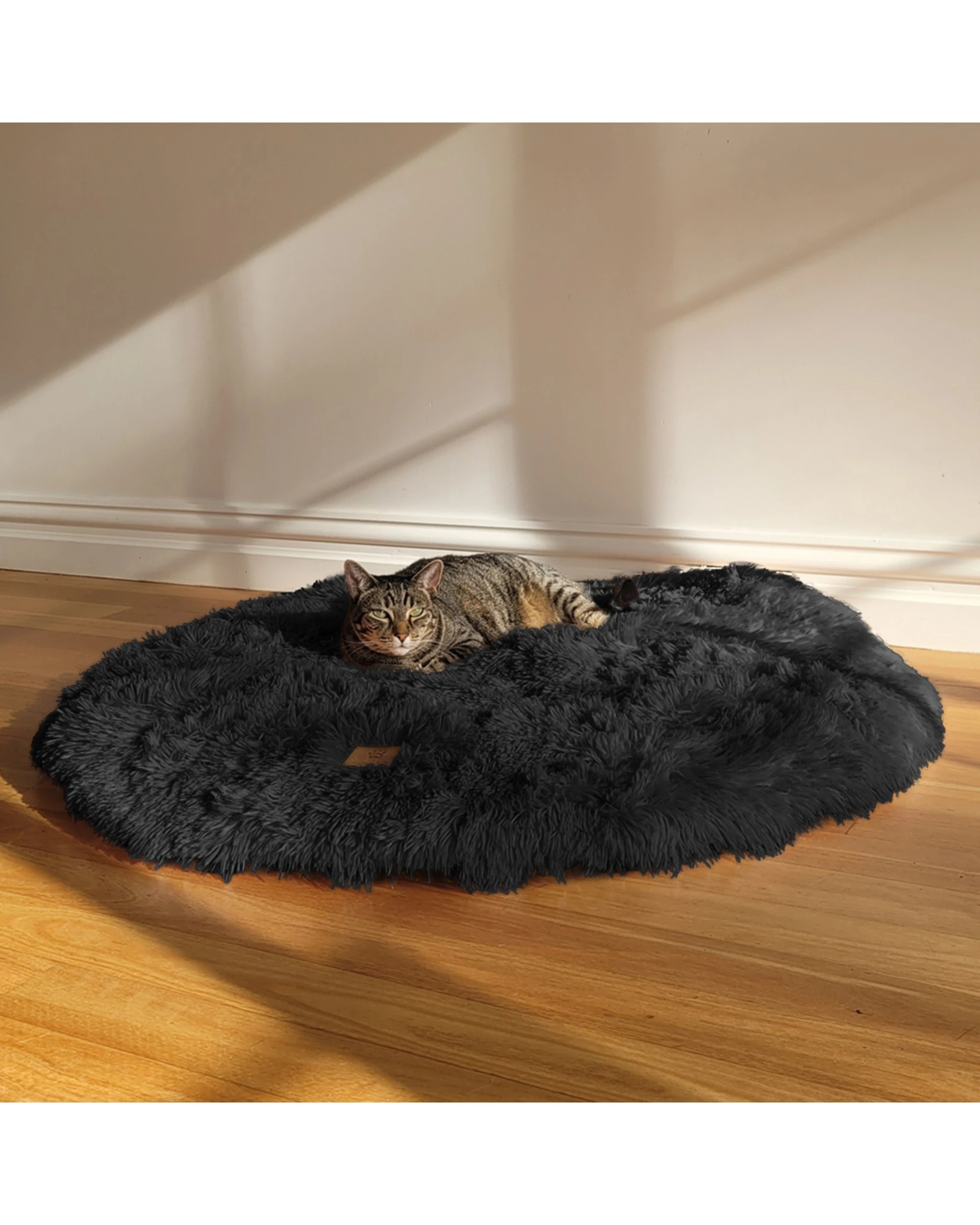 2 Charlie's Shaggy Faux Fur Round Calming Dog Mat Small - Charcoal, 2 of 6