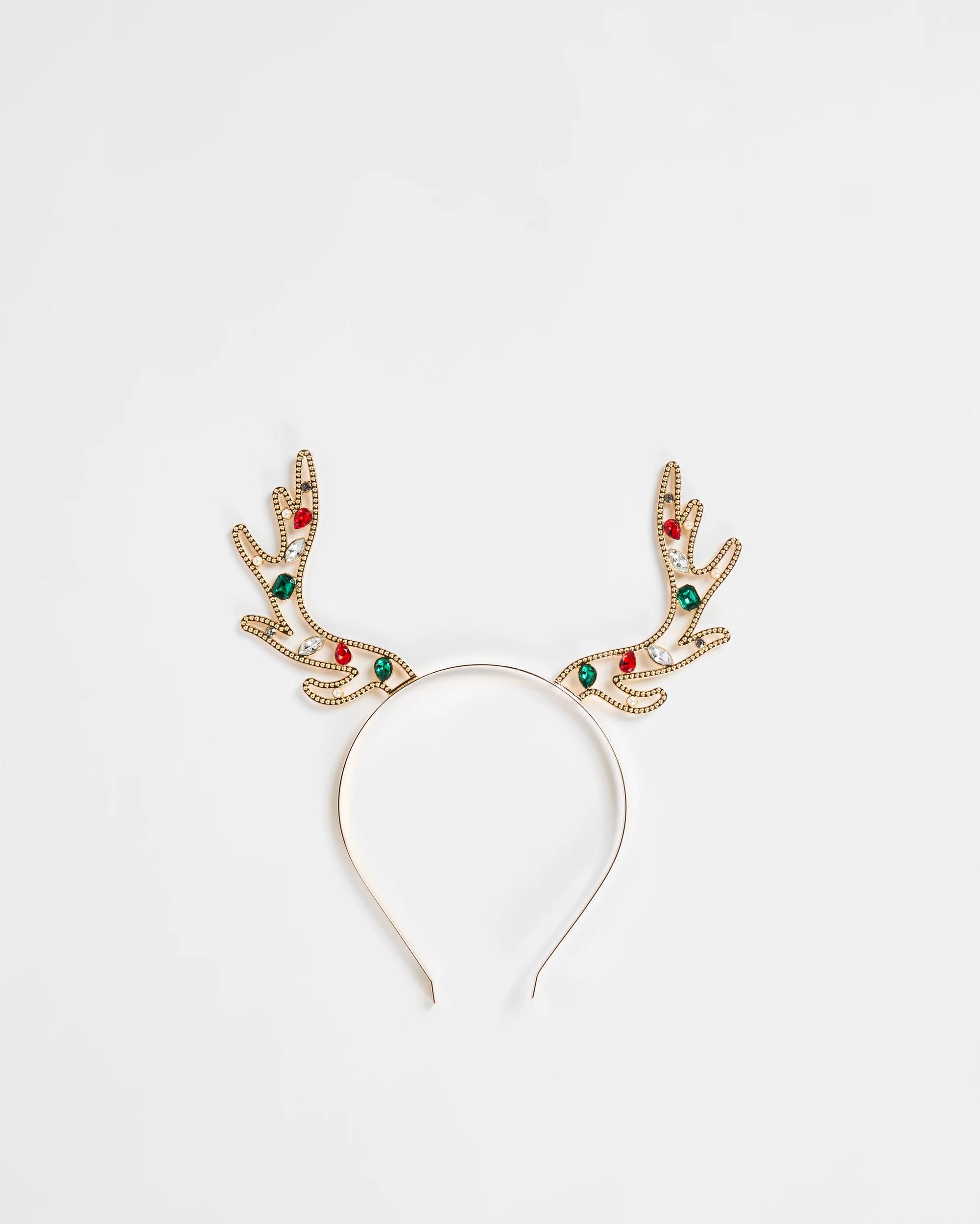 1 Target Kids Christmas Metal Jewelled Antler Headband GOLD, 1 of 3