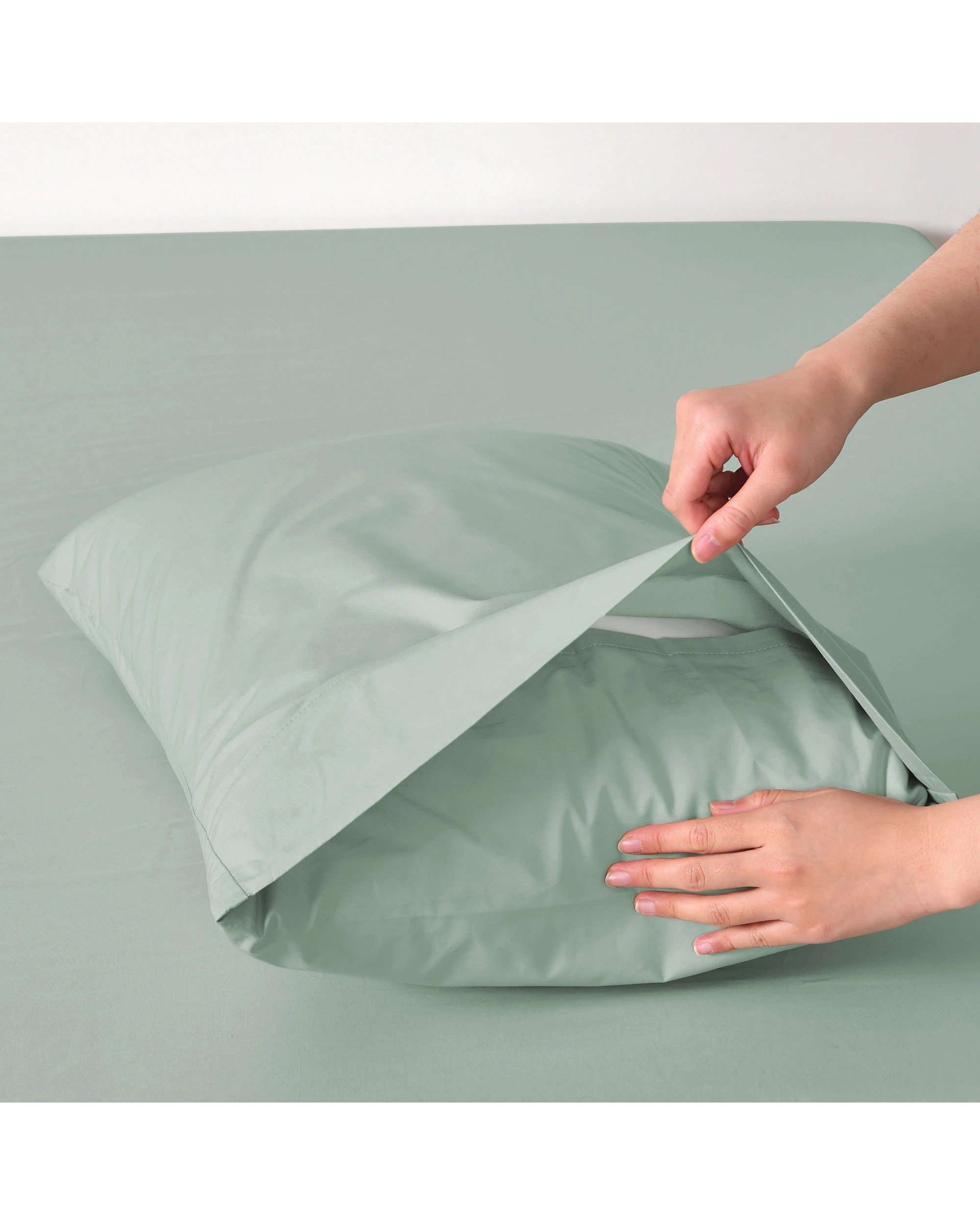 5 Dreamaker 300TC Cotton Percale Quilt Cover Set - Queen Bed - Sage, 5 of 7