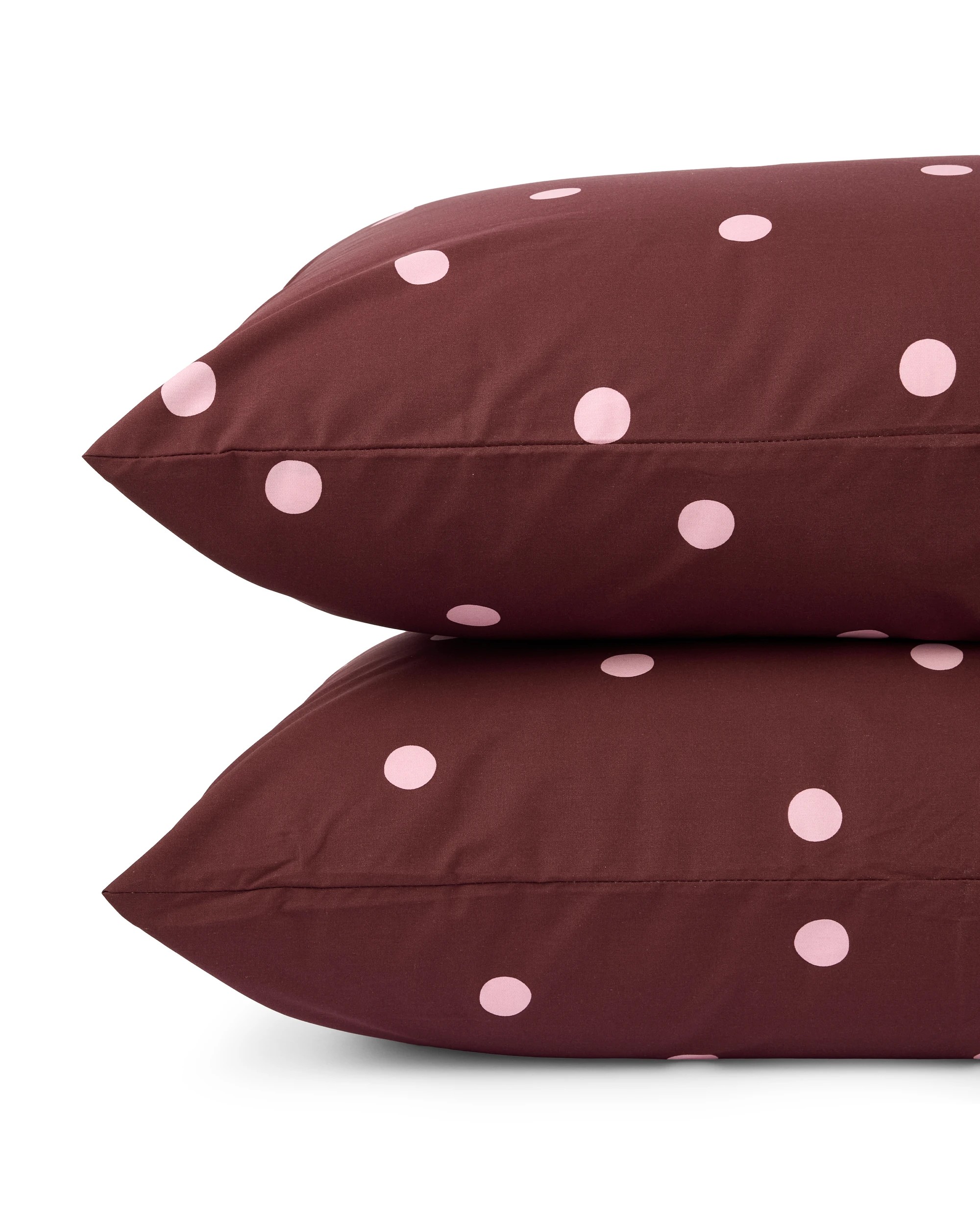 2 250 Thread Count Polka Dot Cotton Sheet Set - Double Bed, Fig and Pink, 2 of 5
