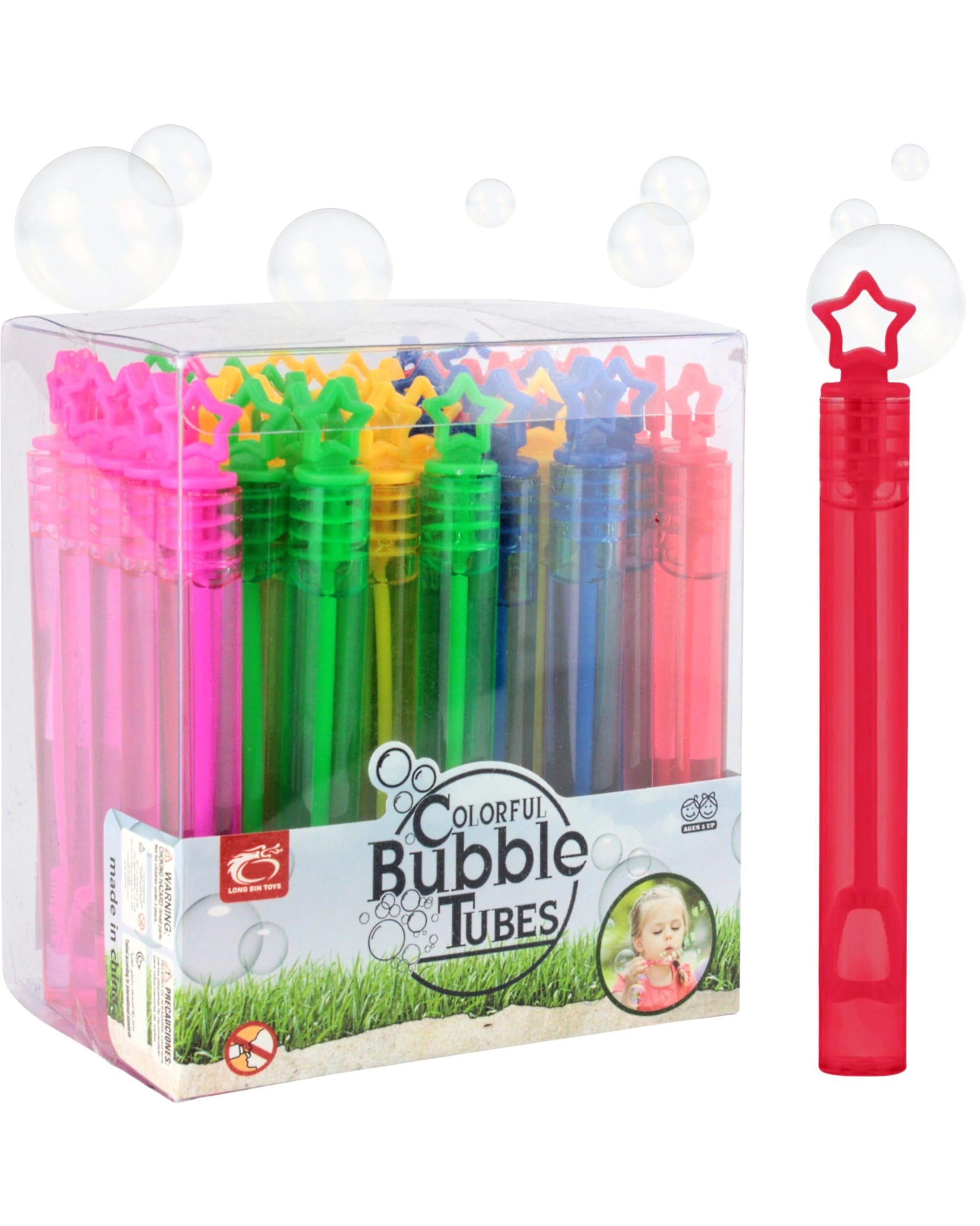 1 Partyrama 48Pcs Mini Coloured Star Bubble Wands, 1 of 4