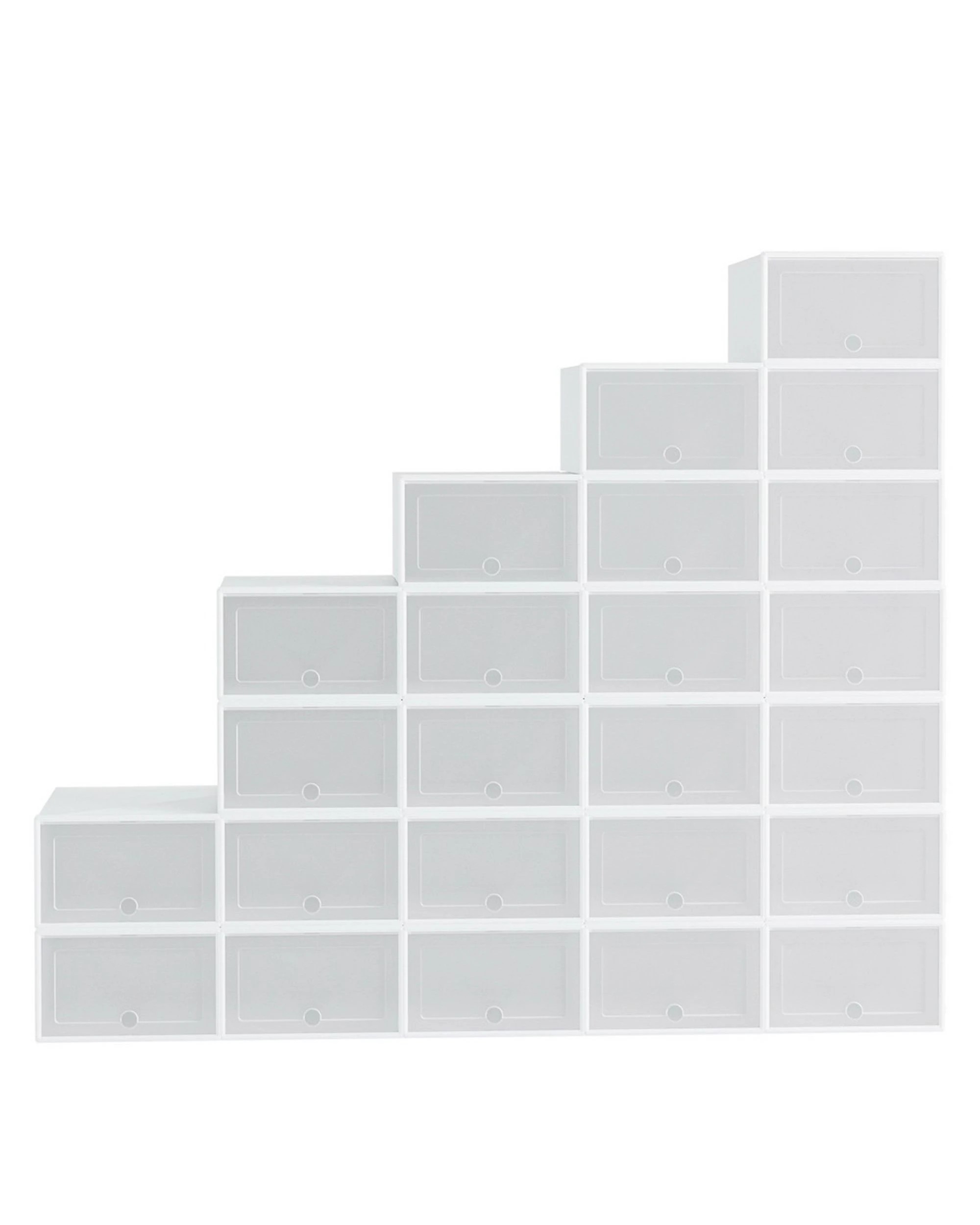 1 Artiss Shoe Box Rack DIY Set of 24 Stackable Clear Storage Easy Clean Closet Space Saving Easy Assembly - White, 1 of 8