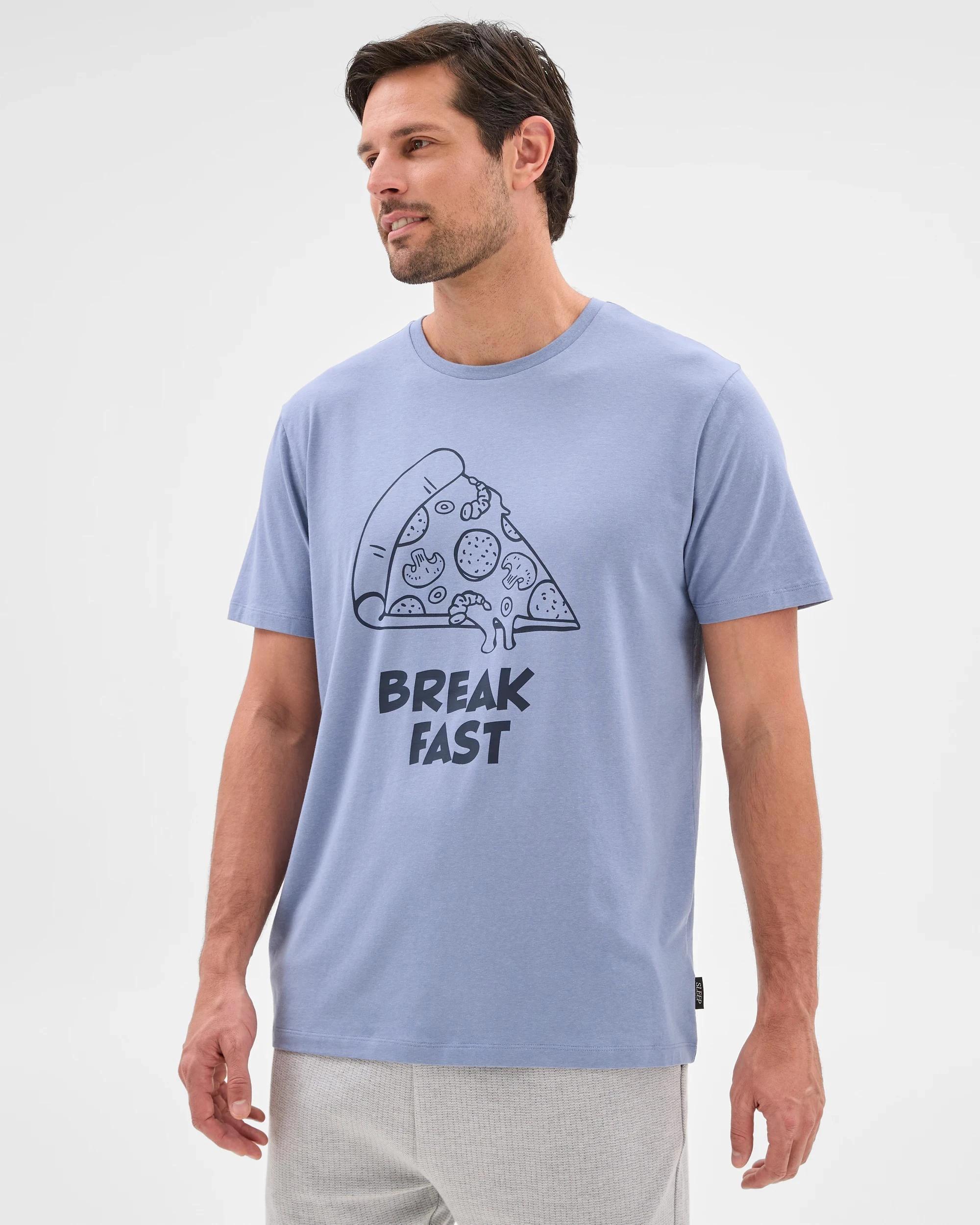 1 Australian Cotton Blend Print Sleep T-Shirt - Maxx PIZZA BREAKFAST, 1 of 6