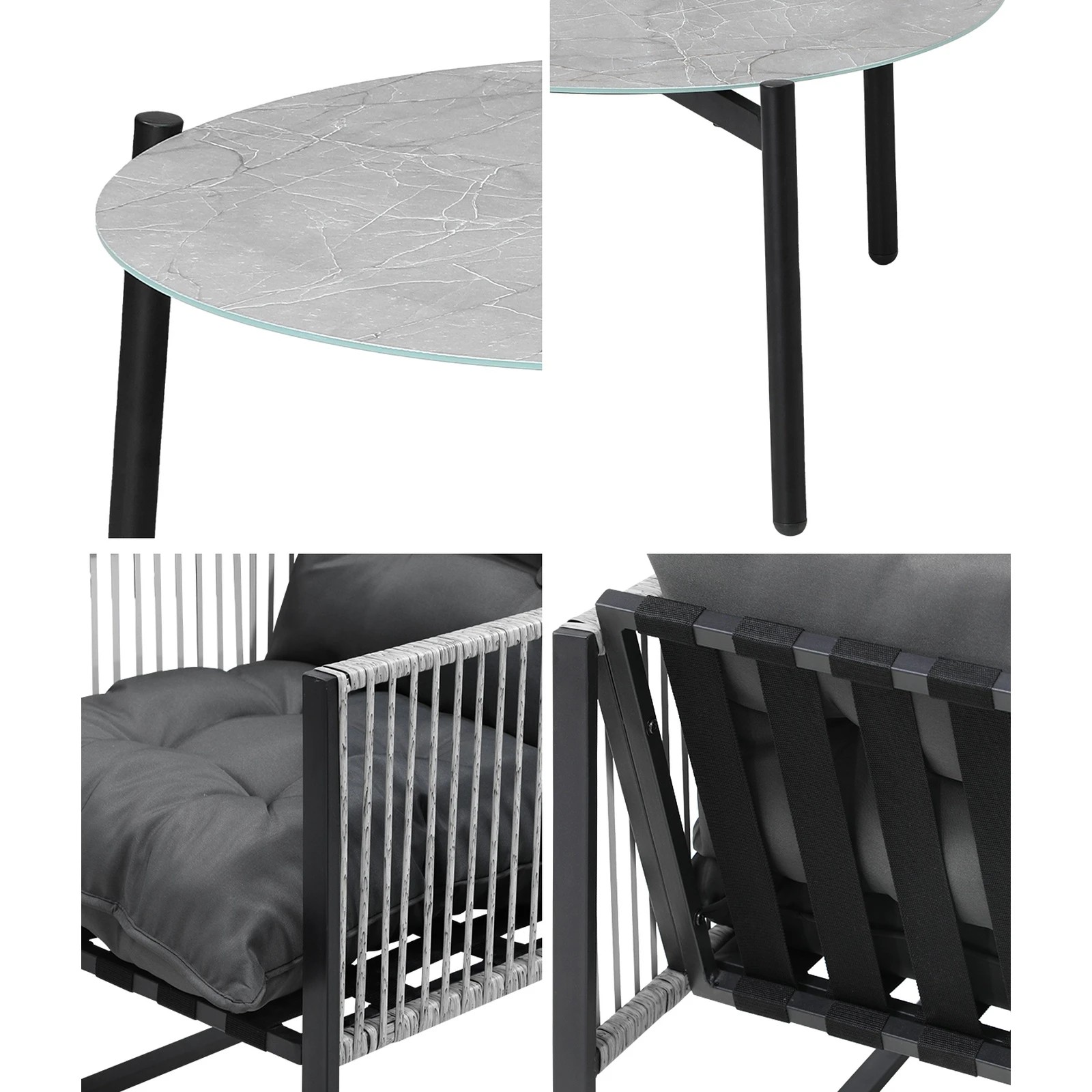 5 Livsip 5PCS Outdoor Patio Set Table Garden Lounge Chairs White 70cm Coffee Table - Multi, 5 of 9