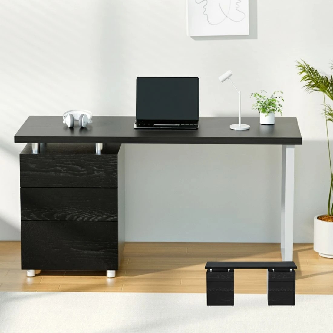 4 Artiss Computer Desk Executive Office Chairs Sets - Black, 4 of 6