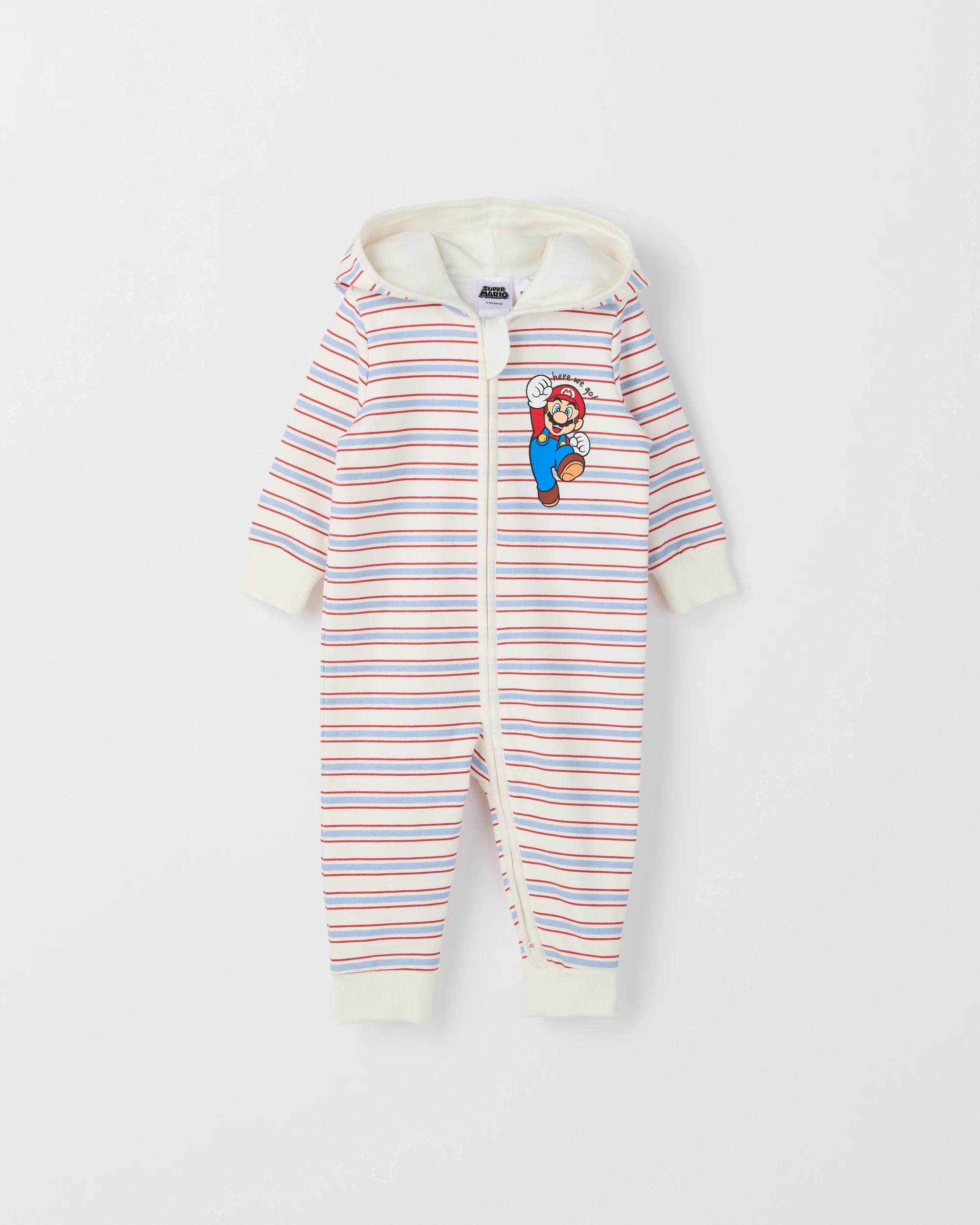 1 Super Mario Australian Cotton Baby Hooded Fleece Coverall CLOUD DANCER, 1 of 1