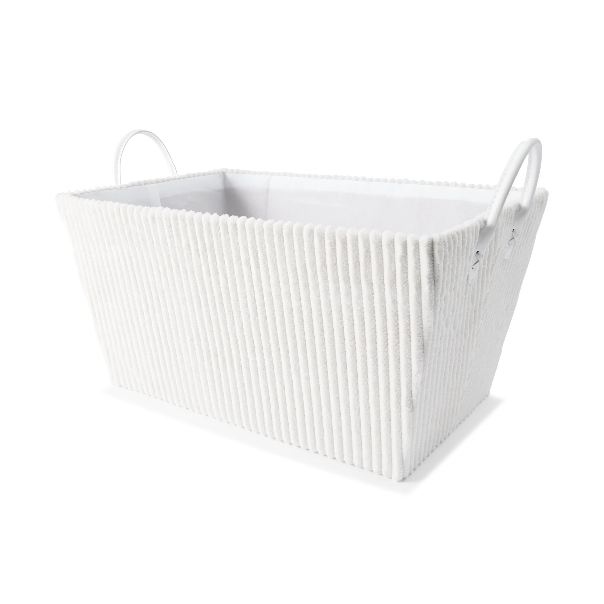 1 Tapered Ribbed Basket - White, 1 of 8