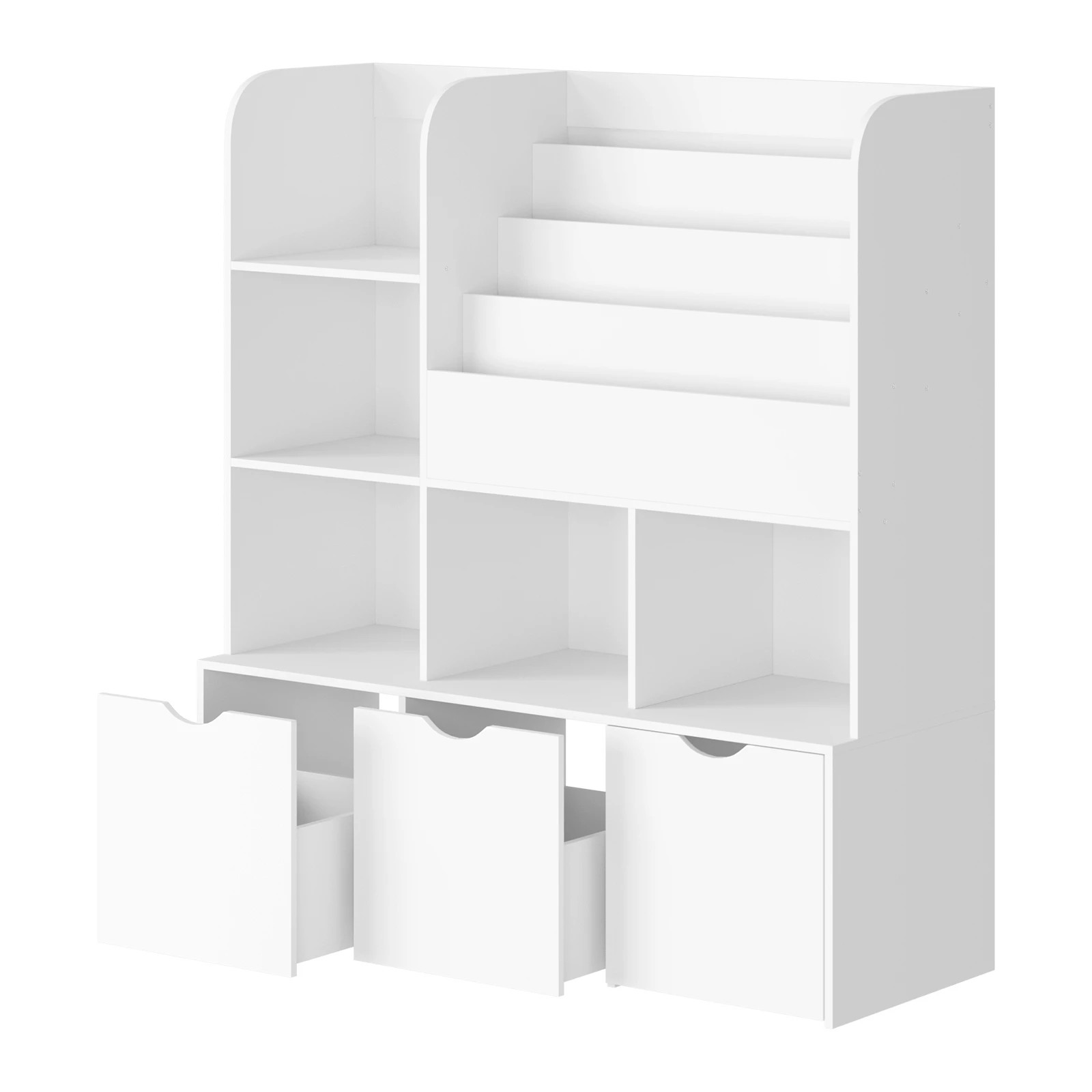 1 Oikiture Kids Bookcase Toy Organiser Cabinet Bookshelf With Chest Storage
 - White, 1 of 10