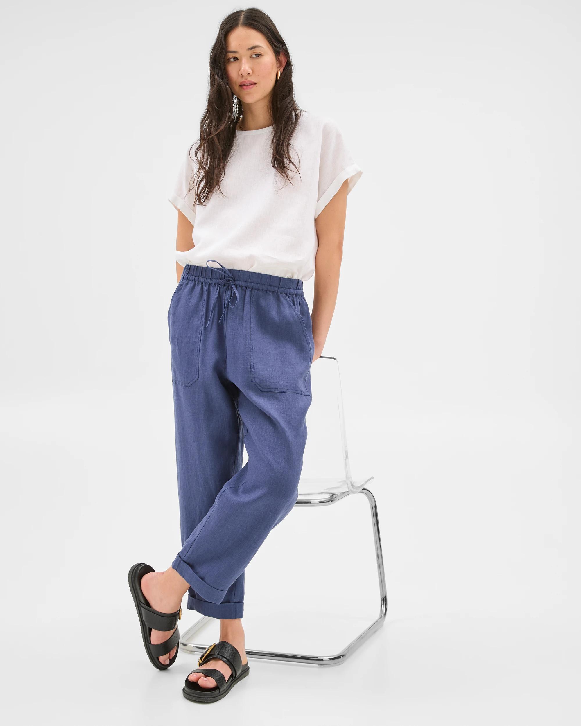 8 Target European Linen Tapered Pants BLUE INDIGO, 8 of 8