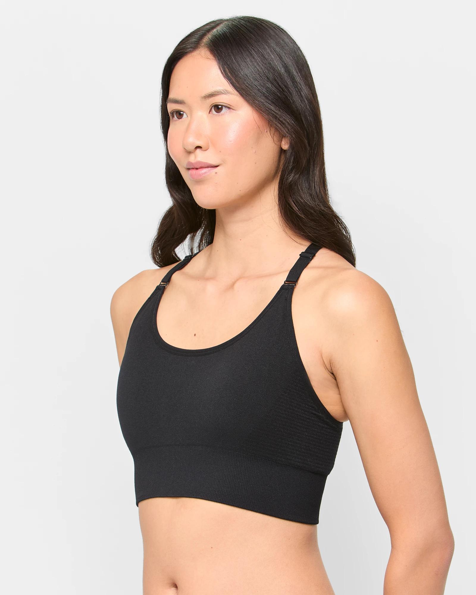 2 Target Medium Impact Seamfree Racer Sports Crop Top BLACK, 2 of 3