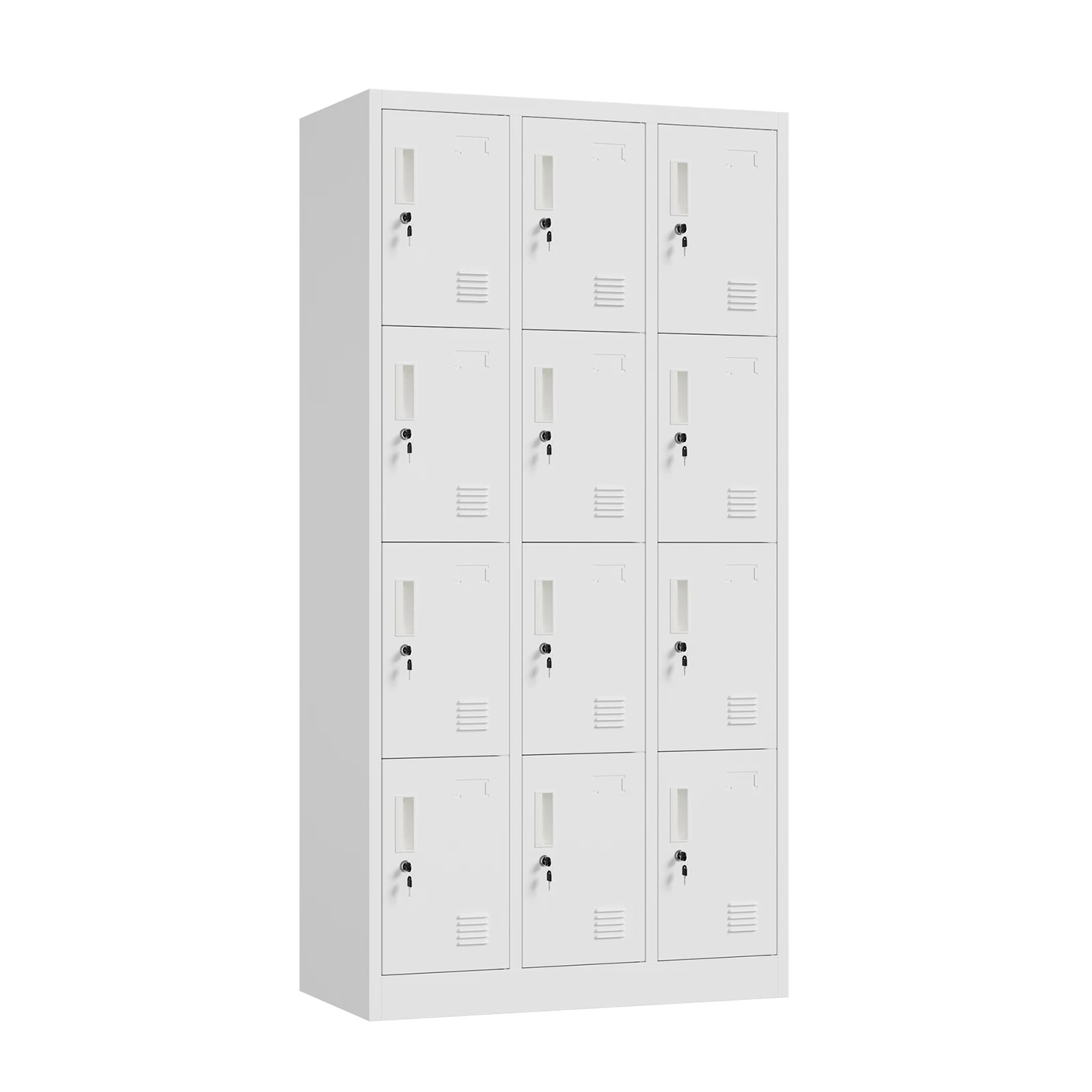1 Oikiture 12 Doors Locker Cabinet Steel Storage Cupboard Office School Gym - White, 1 of 10