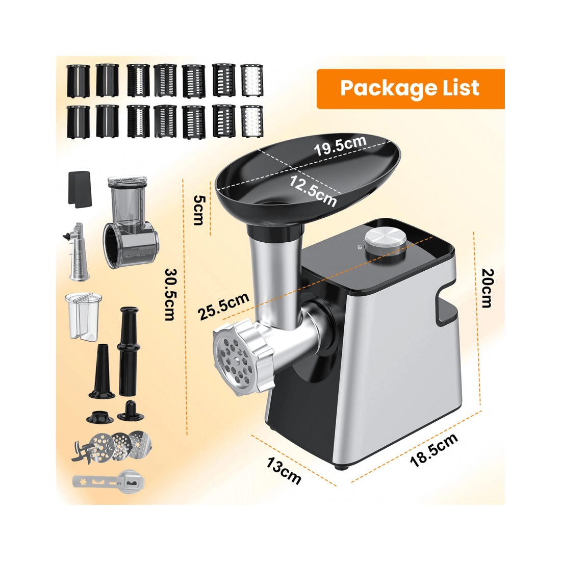 8 Advwin 8-IN-1 Electric Multi Food Processor, Cheese Grater, Meat Grinder Veges Slicer Shredder Sausage Stuffer, 8 of 8