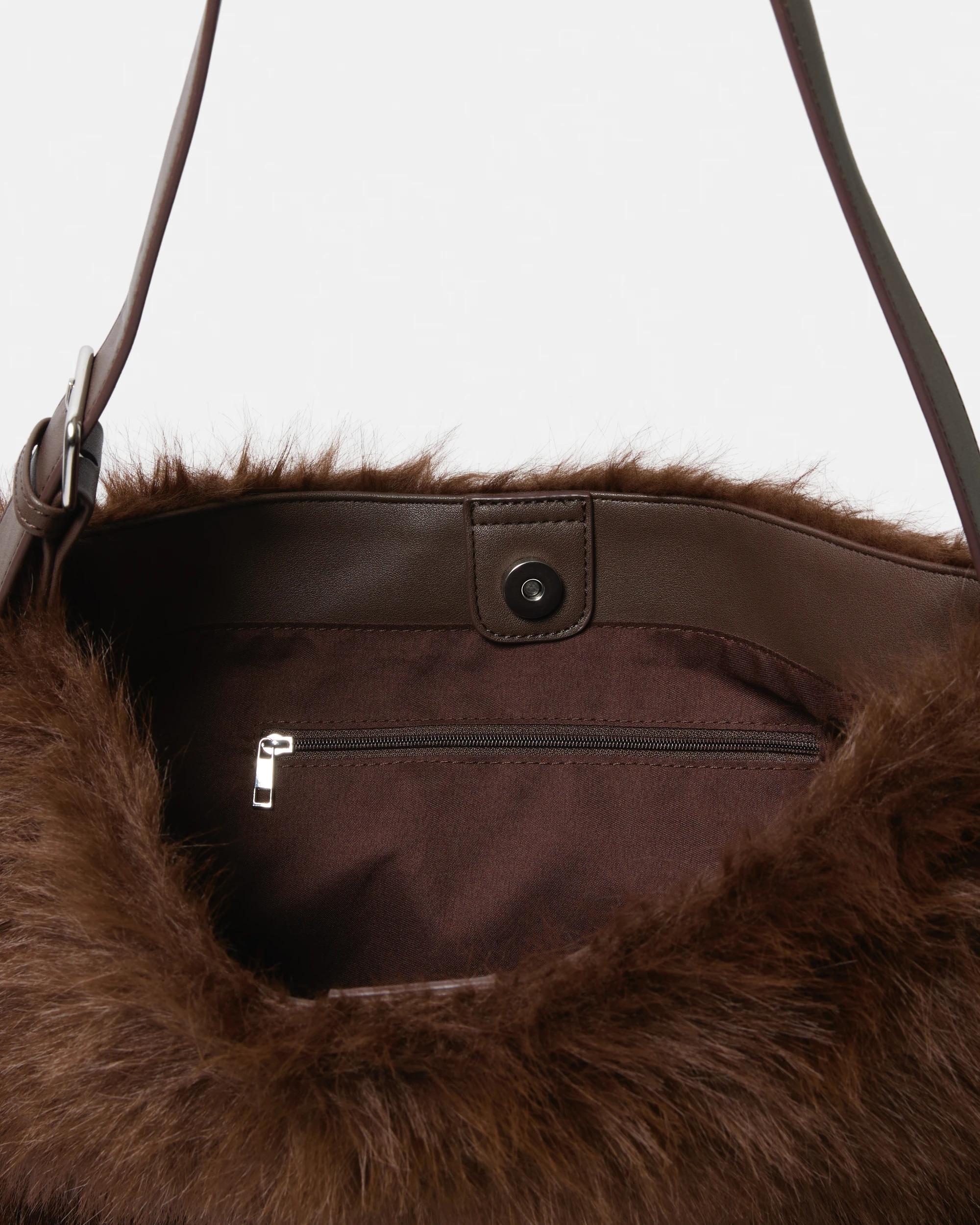 5 Faux Fur Tote Bag Chocolate, 5 of 7