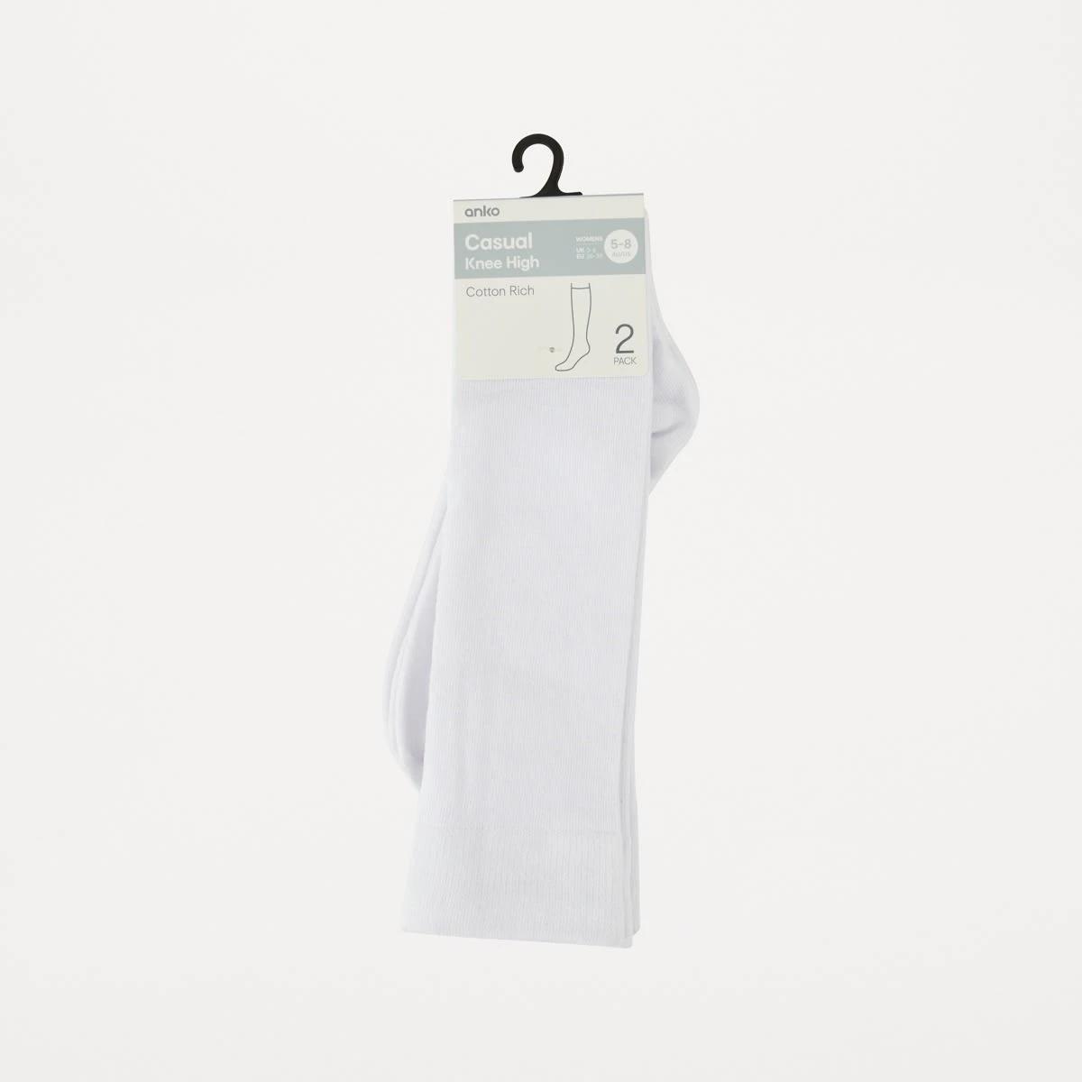 3 2 Pack Knee High Socks WHITE, 3 of 3