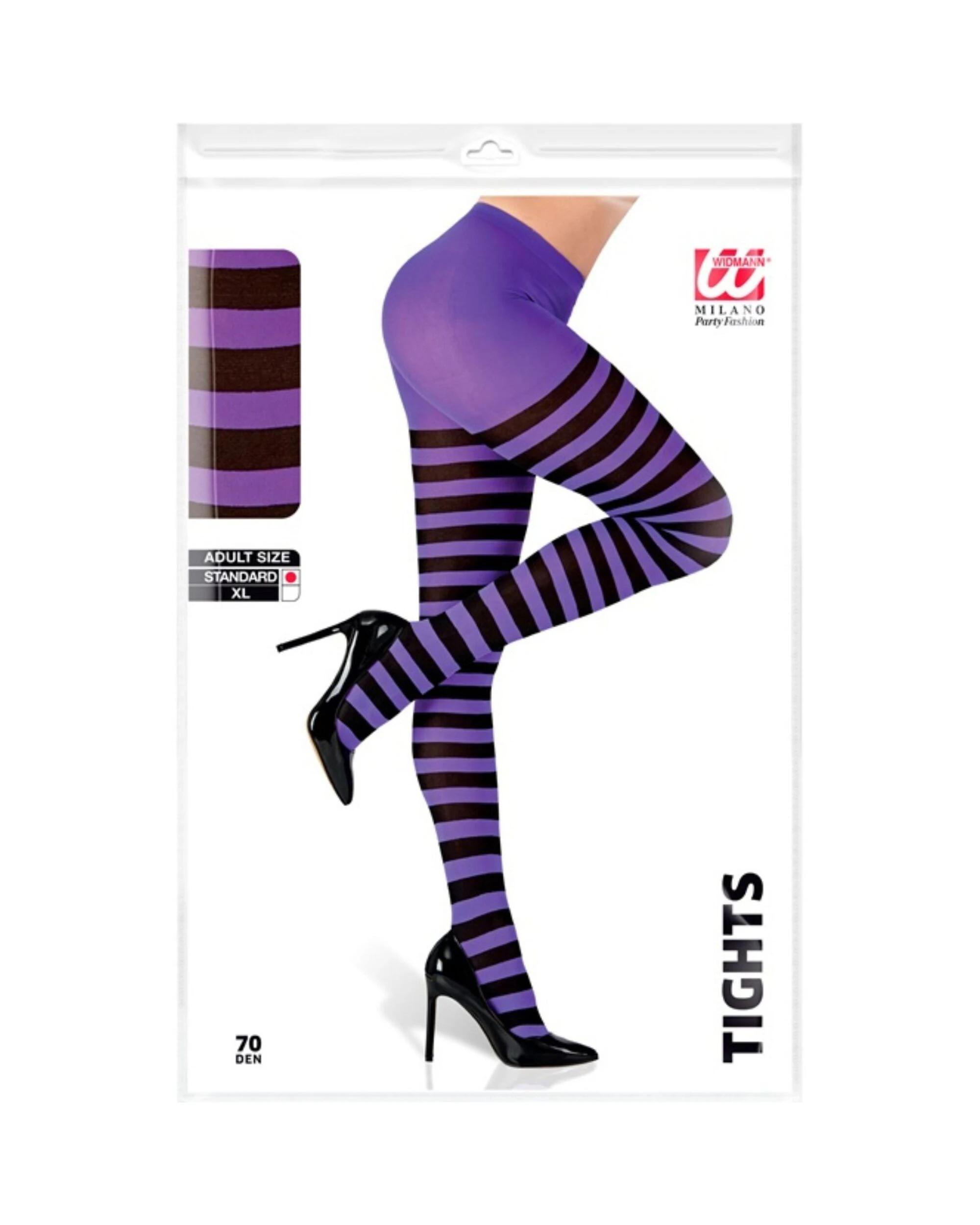 3 Widmann Adult Striped Stockings PURPLE, 3 of 3