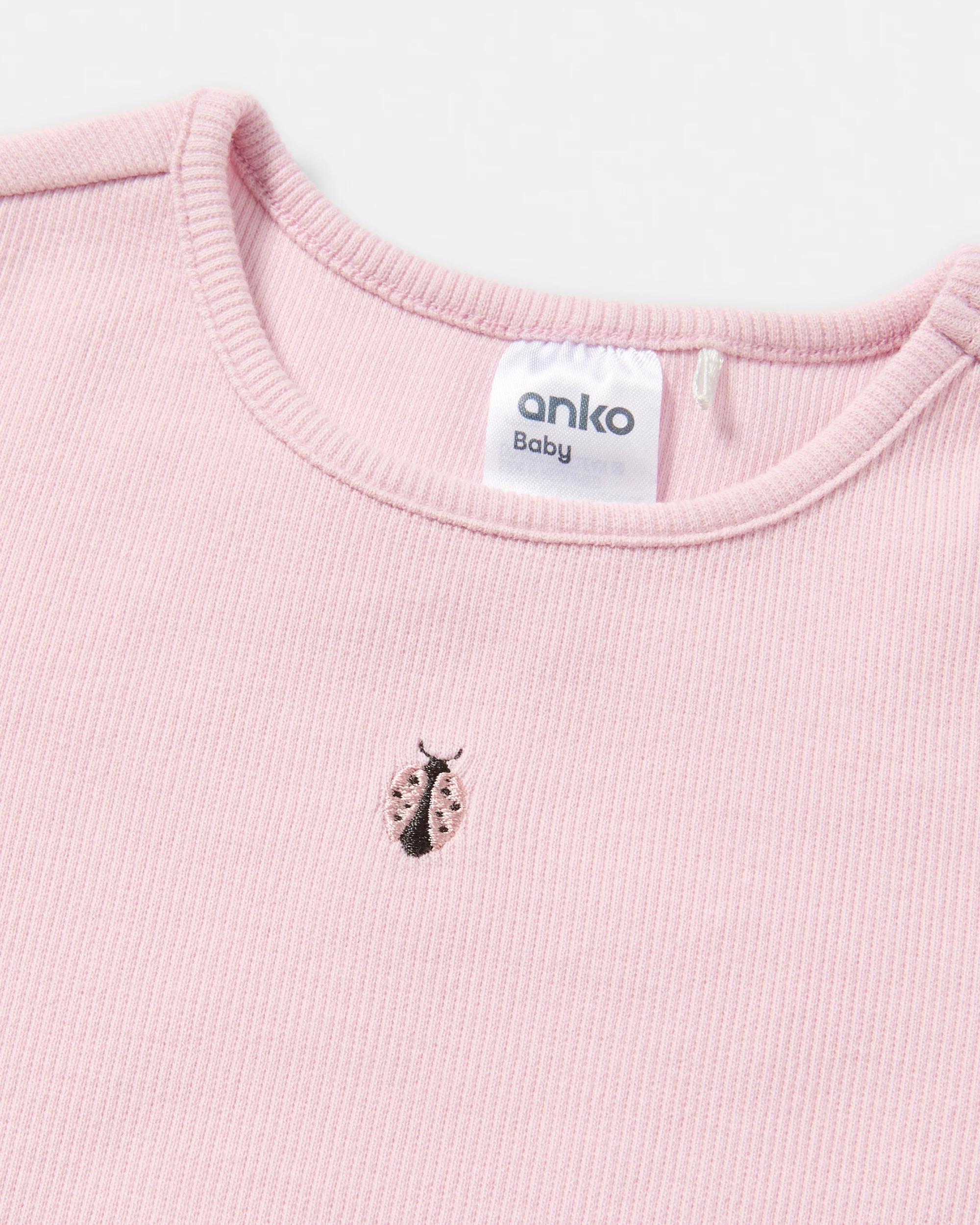 6 3 Pack Australian Cotton Short Sleeve Ribbed T-shirt Pink Lbug, 6 of 8