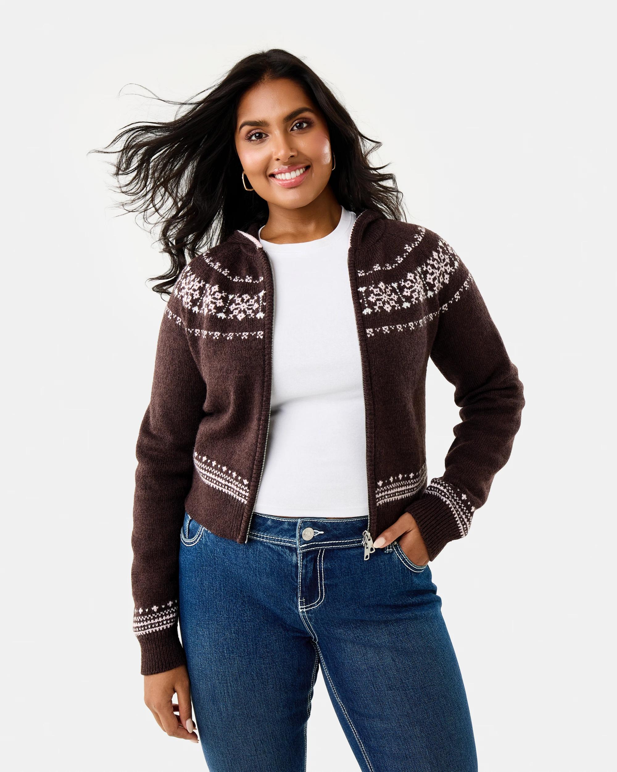 4 Fair Isle Knit Hoodie Brn Flwer, 4 of 10