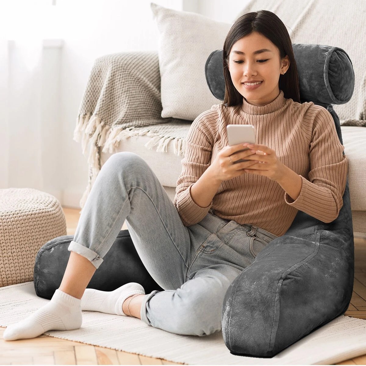 5 Ausway Bed Reading Pillow Husband Cushion Backrest - Grey, 5 of 5