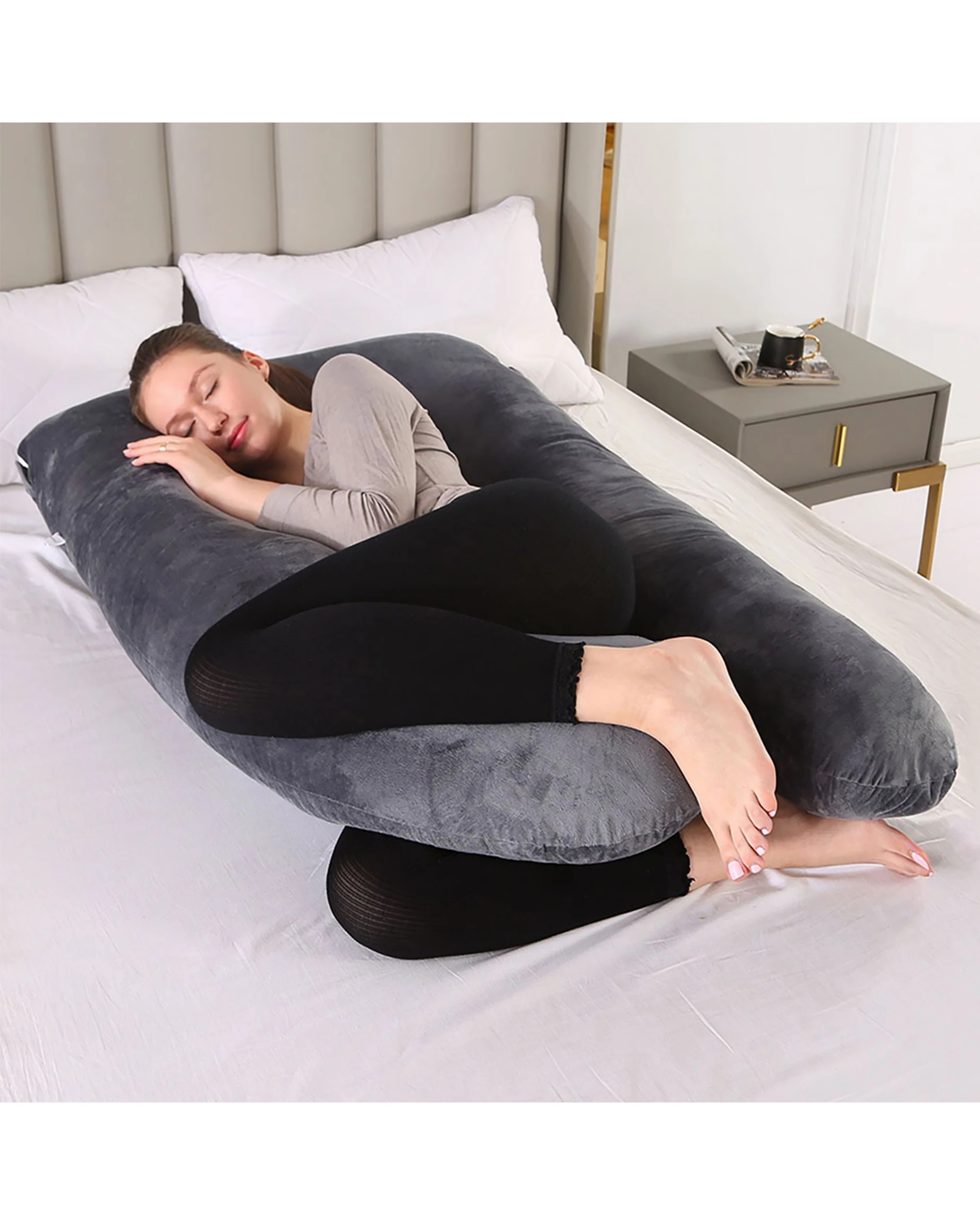 2 Advwin Nursing Sleeping Pillows U Shaped Maternity Pillow - Charcoal, 2 of 2