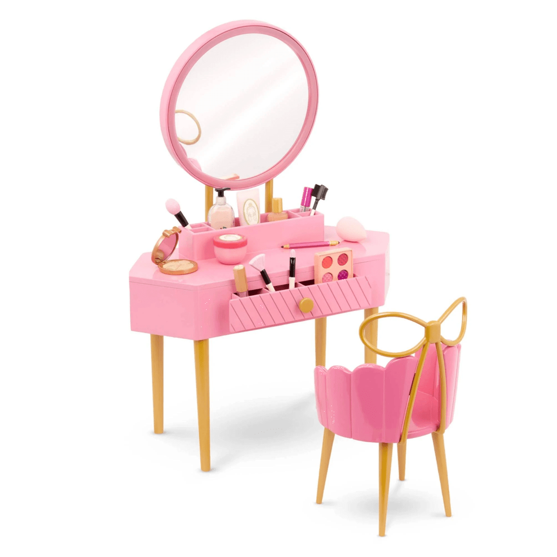 1 Our Generation Fabulous Fun Vanity Set Pink Vanity Table & Accessories for 18-inch Dolls - Multi, 1 of 9