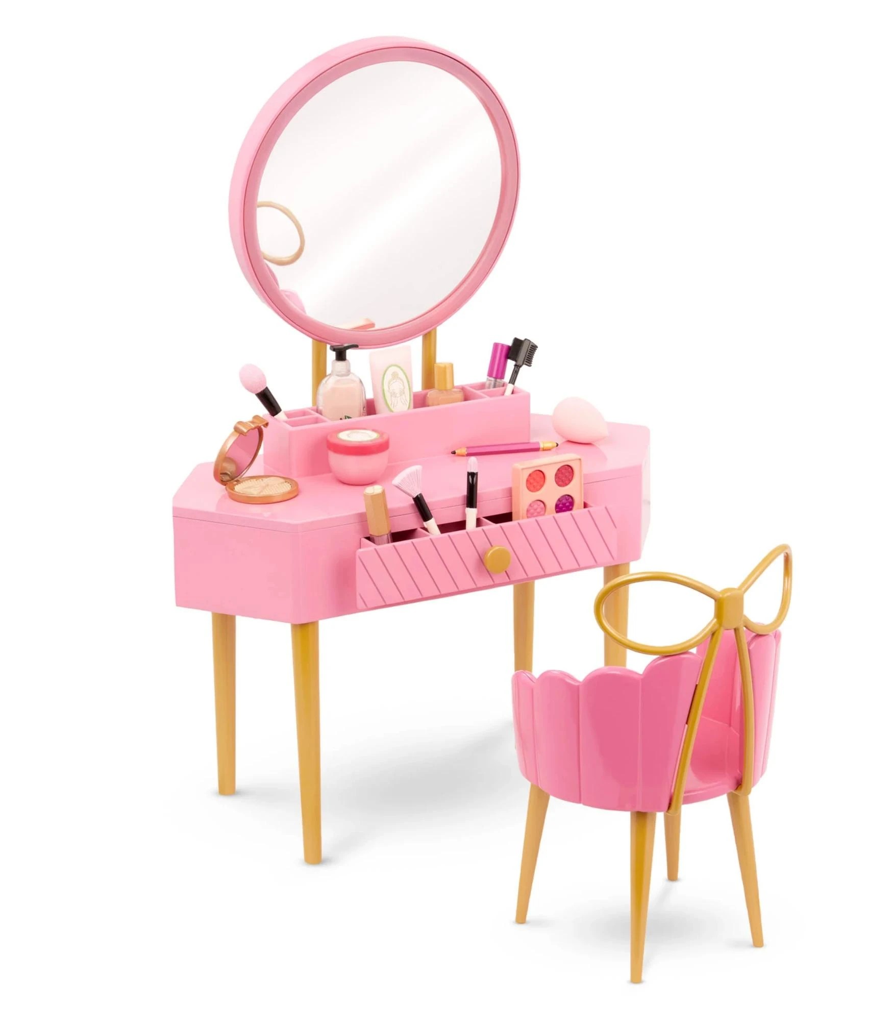 1 Our Generation Fabulous Fun Vanity Set Pink Vanity Table & Accessories for 18-inch Dolls - Multi, 1 of 9