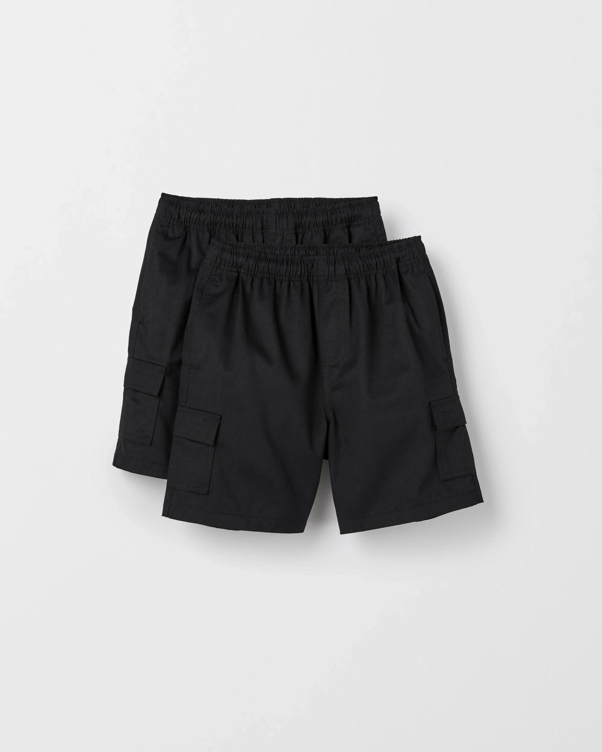 1 Target Australian Cotton Blend 2 Pack School Drill Cargo Shorts BLACK, 1 of 3