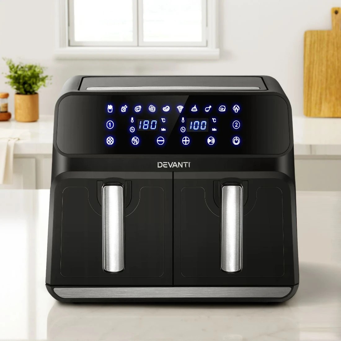 1 Devanti Air Fryer 8L Dual Zone Fryers - Black, 1 of 7