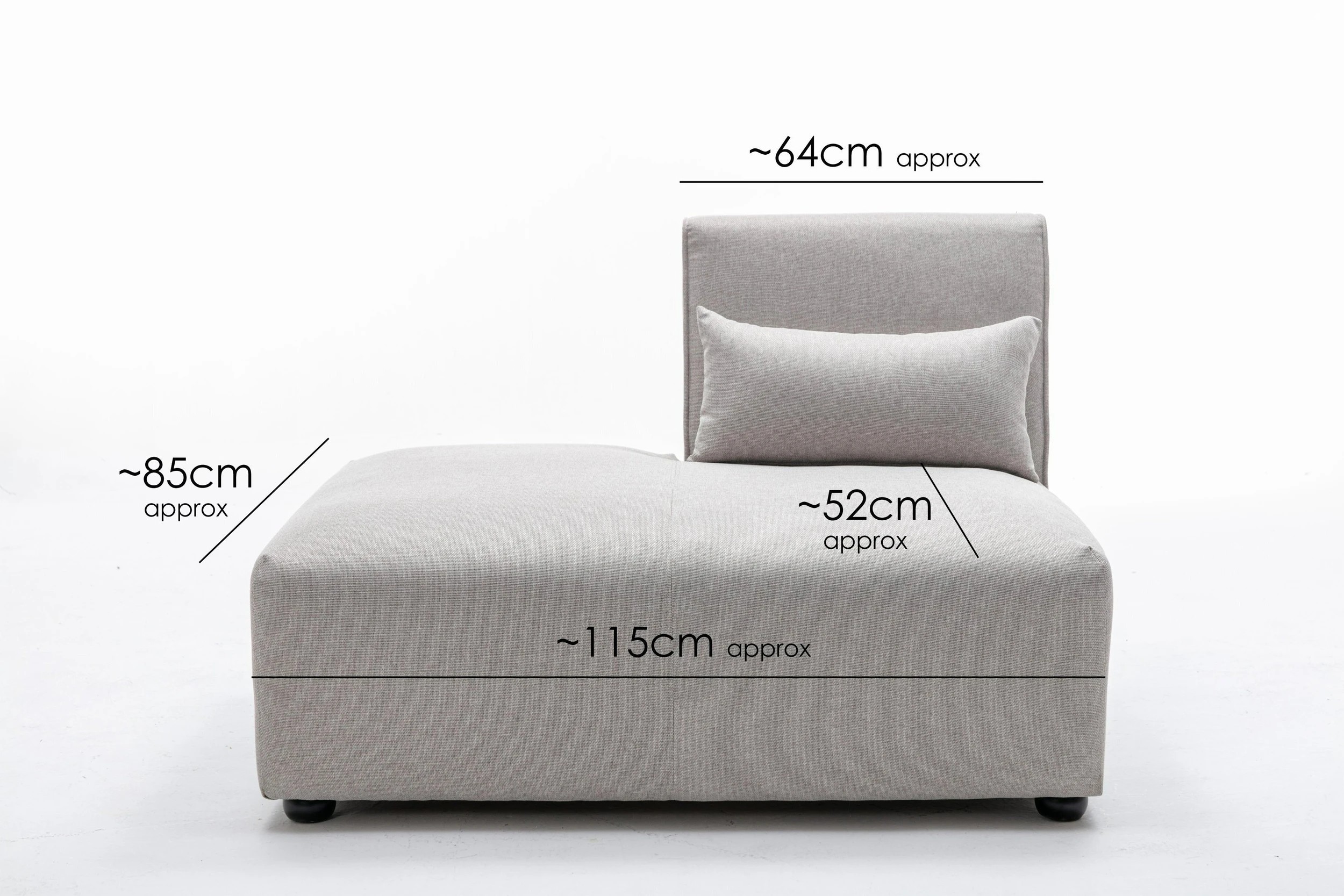 3 Foret 1pc Sofa Modular Extension Lounge Couch Fabric Left Seater Chaise Ottoman Beige, 3 of 6
