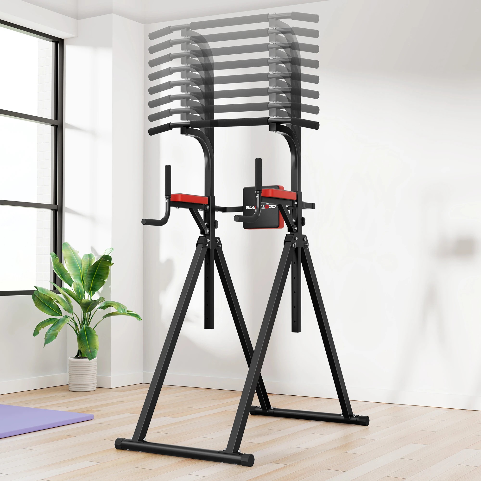 5 Black Lord Power Tower Chin Up Bar Pull Up Weight Bench Home Gym Foldable, 5 of 9