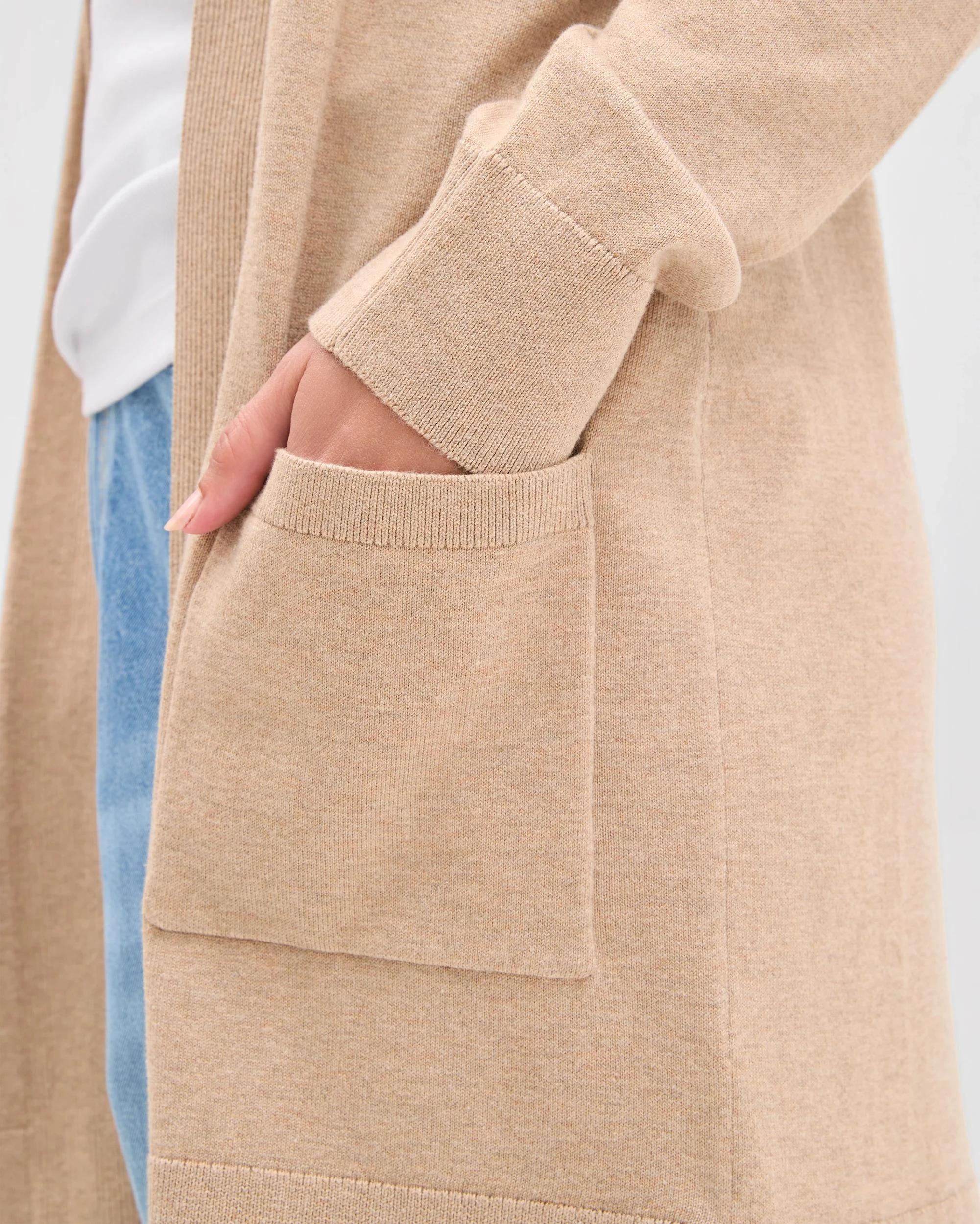 6 Target Woman Edge To Edge Rib Cardigan MOCHA MELANGE, 6 of 6