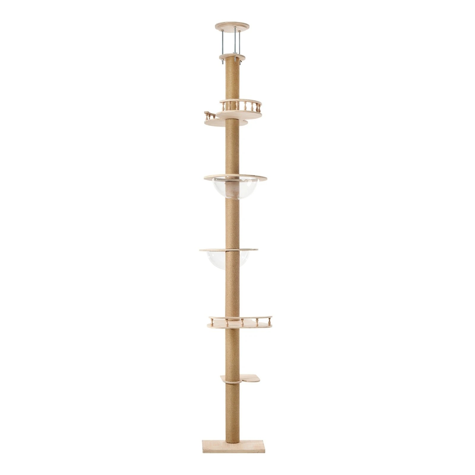 6 Alopet Cat Tree Wood Tower Scratching 300cm Post Scratcher Floor to Ceiling
 - natural, 6 of 9