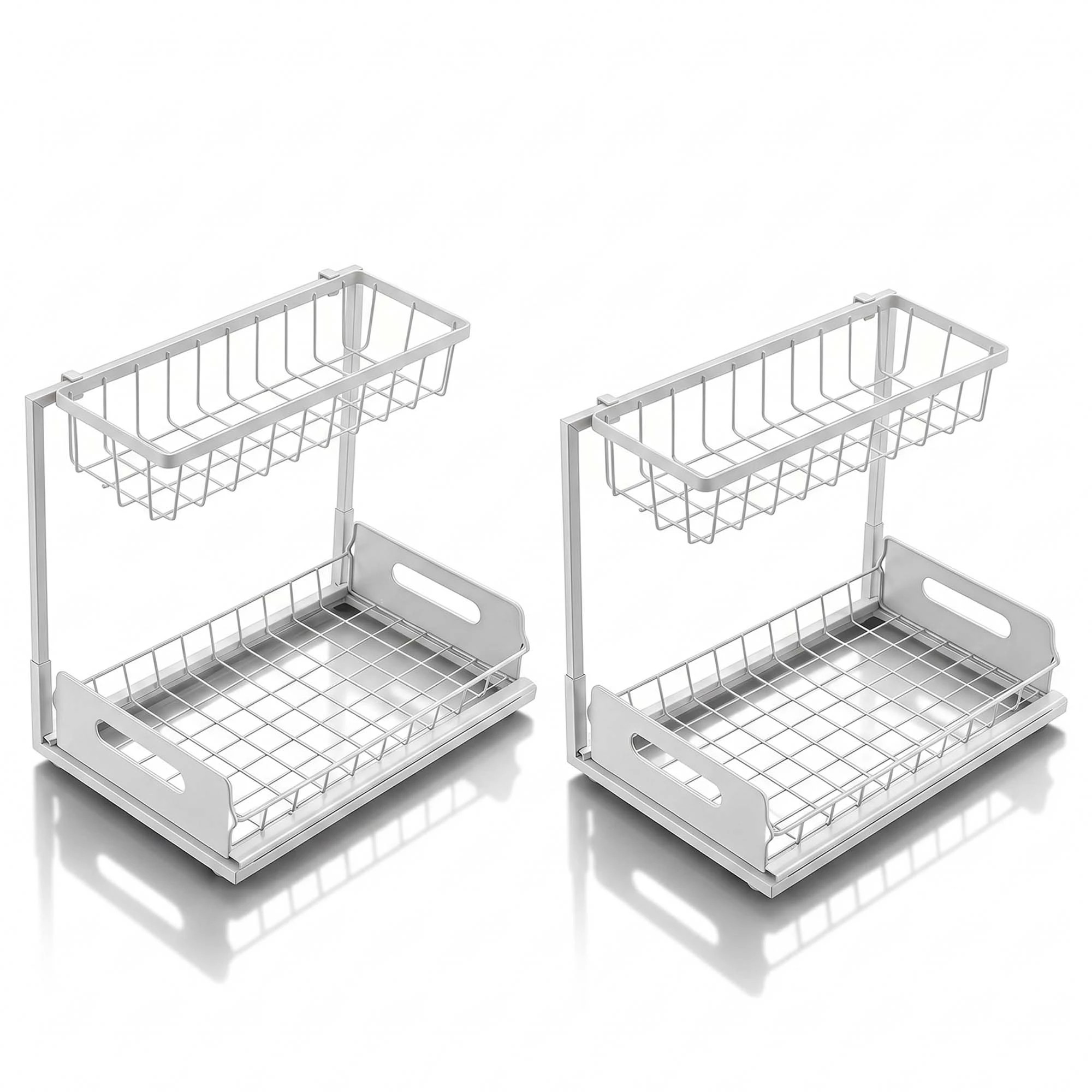 2 Toque 2x Under Sink Organiser Kitchen Storage Rack Cabinet 2-Tier Shelving Home, 2 of 8