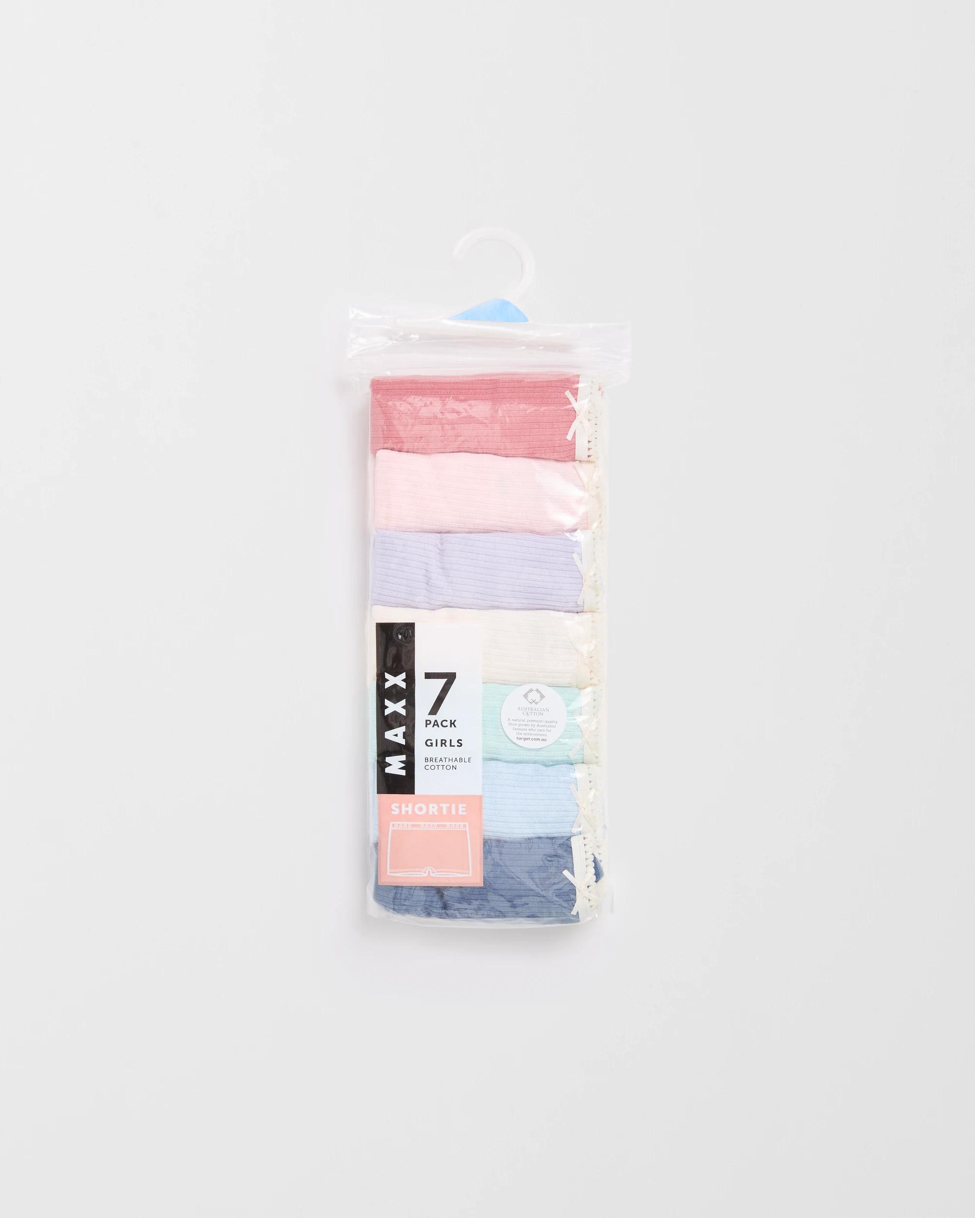 2 Australian Cotton Older Blend Girls Shortie 7 Pack - Maxx MULTI, 2 of 4