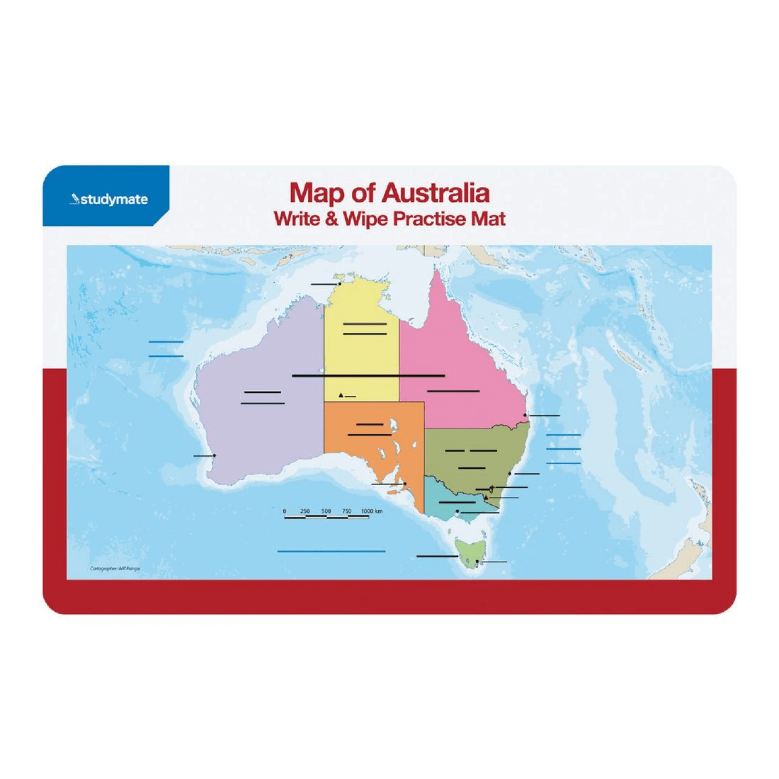 1 Studymate Australian Map Write & Wipe Practise Mat, 1 of 3