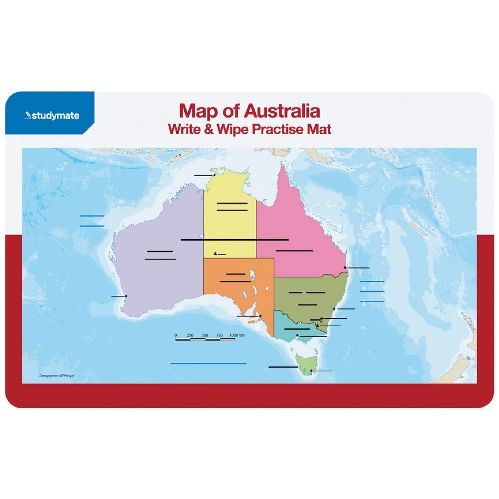 1 Studymate Australian Map Write & Wipe Practise Mat, 1 of 3