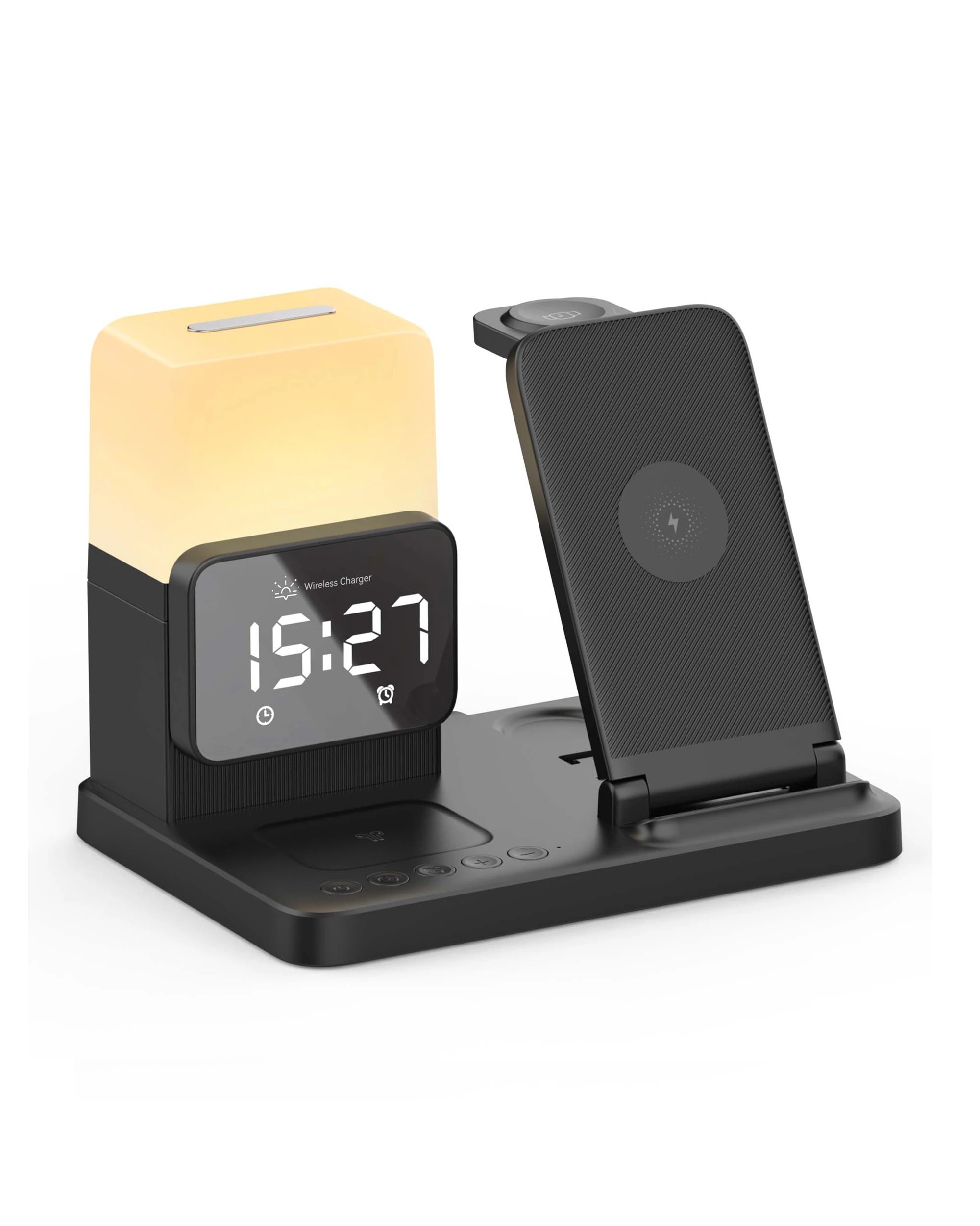 5 TODO Wireless Phone Charger Alarm Clock LED Lamp 15W Fast Charge Earphone Watch Charge, 5 of 6
