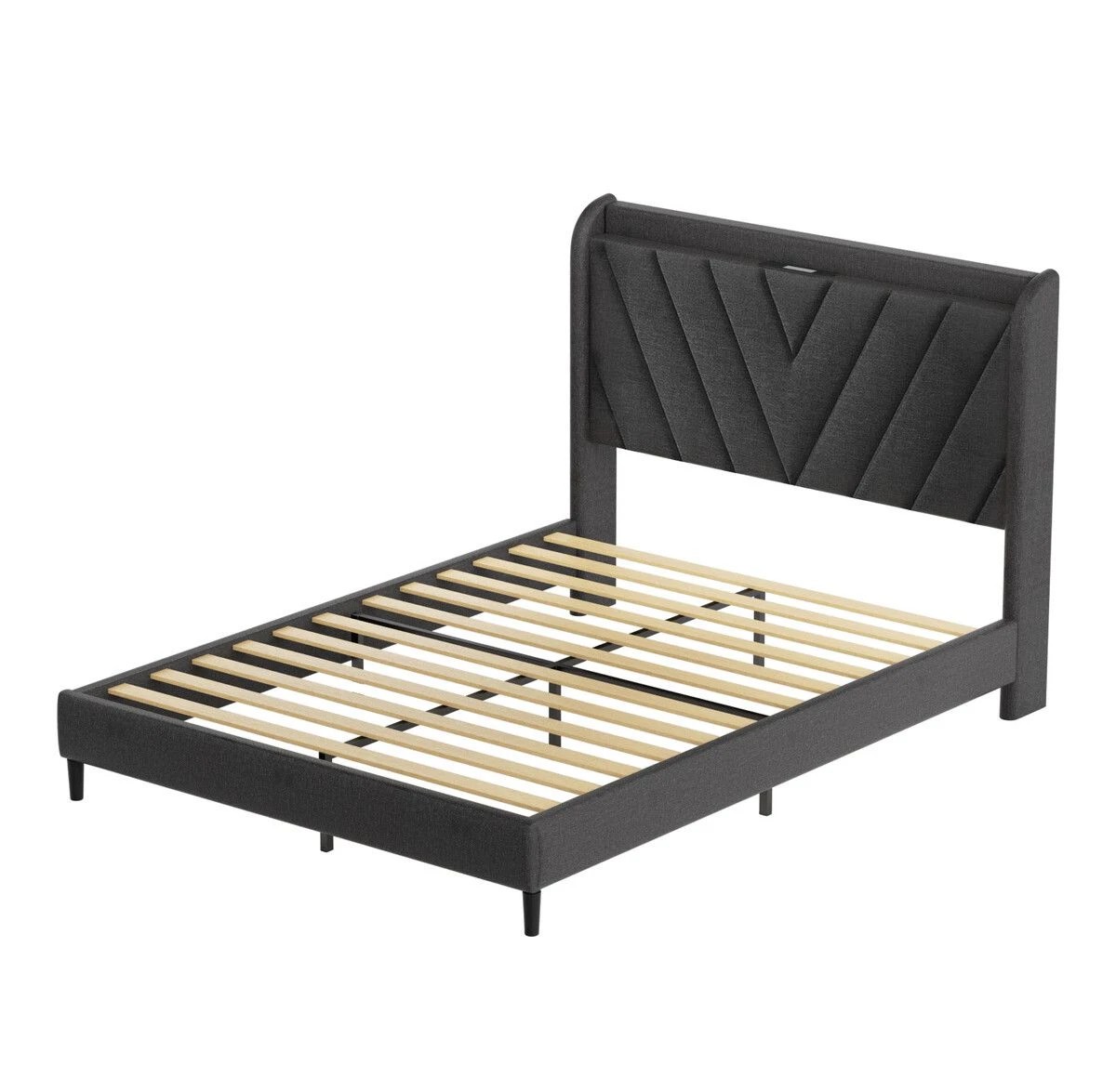 1 LUXSUITE Queen Size Bed Frame Headboard Grey, 1 of 1