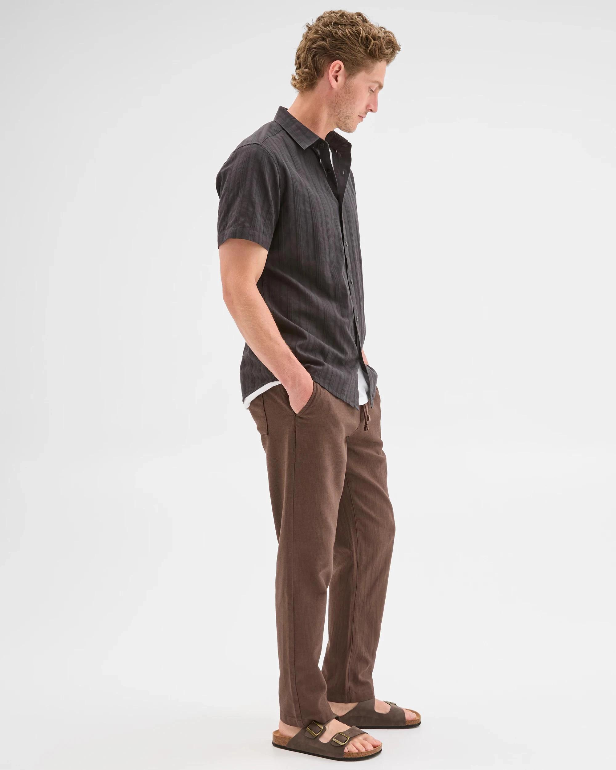 3 Target Man Australian Cotton Short Sleeve Textured Shirt BLACK, 3 of 6